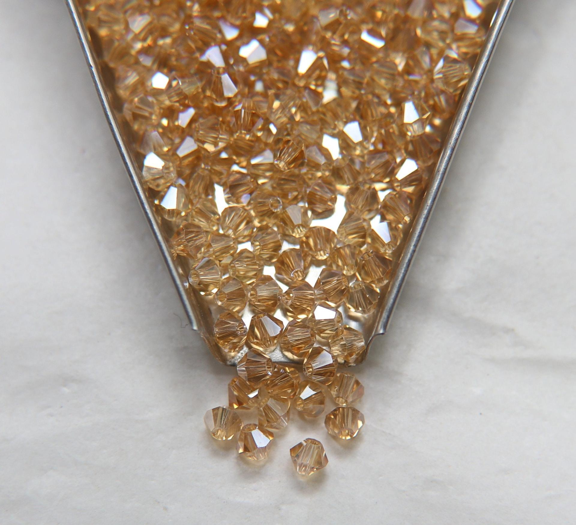 4mm Swarovski Crystal Champagne Silver Shade Bicones Beads 36/72/144/432/720 Pieces PREMIUM MATERIALS,embroidery materials, jewelry supplies