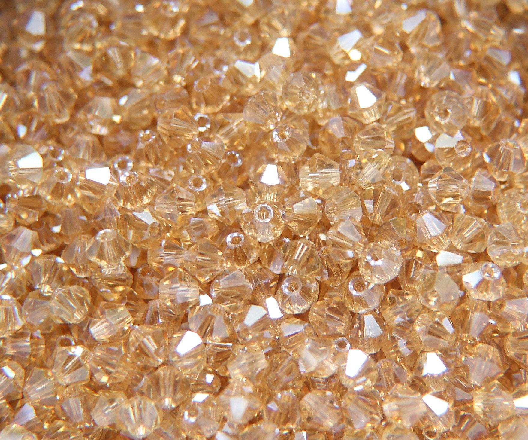 4mm Swarovski Crystal Champagne Silver Shade Bicones Beads 36/72/144/432/720 Pieces PREMIUM MATERIALS,embroidery materials, jewelry supplies