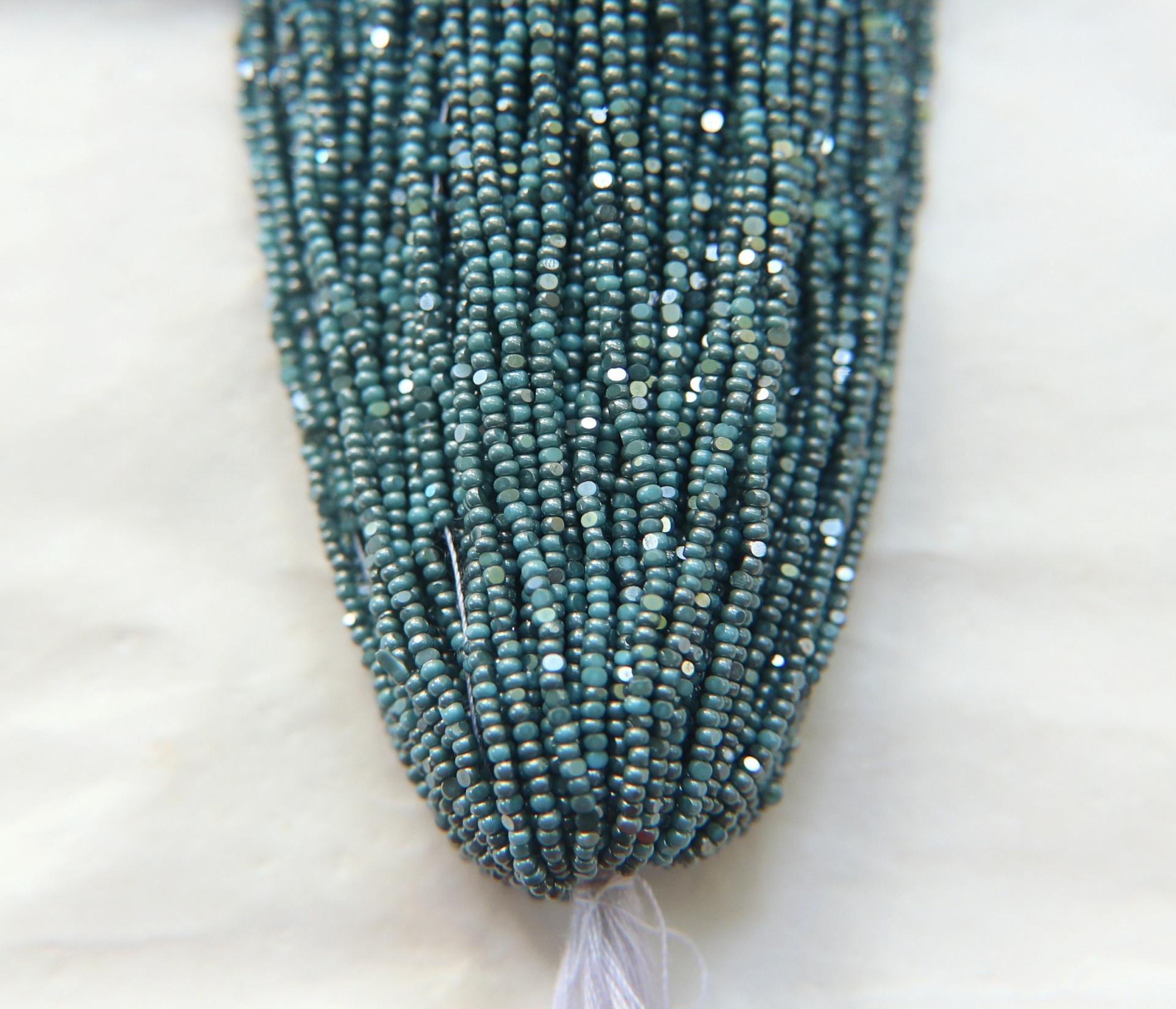 13/0 Hanks Charlotte Cut Beads Ionized Opaque Turquoise 1/5/25/50/100 Hanks 1.6mm glass beads, jewelry supply, craft supply