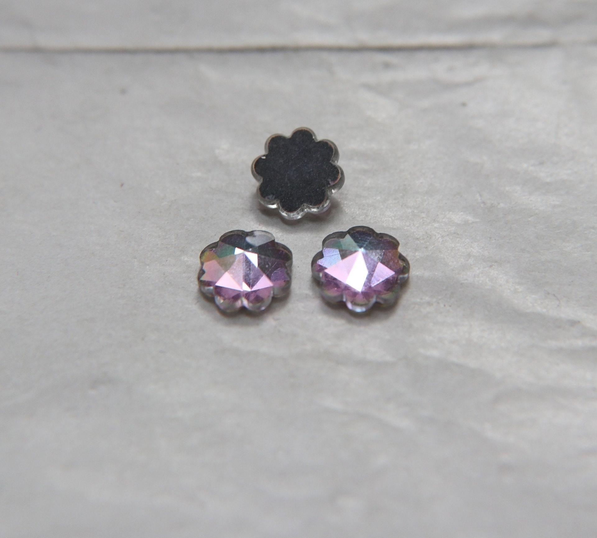 10mm Swarovski Vintage Flower Foiled Flat Back Rhinestones in VITRAIL LIGHT 2/6/12/36/72 pieces Vintage findings, jewellery parts