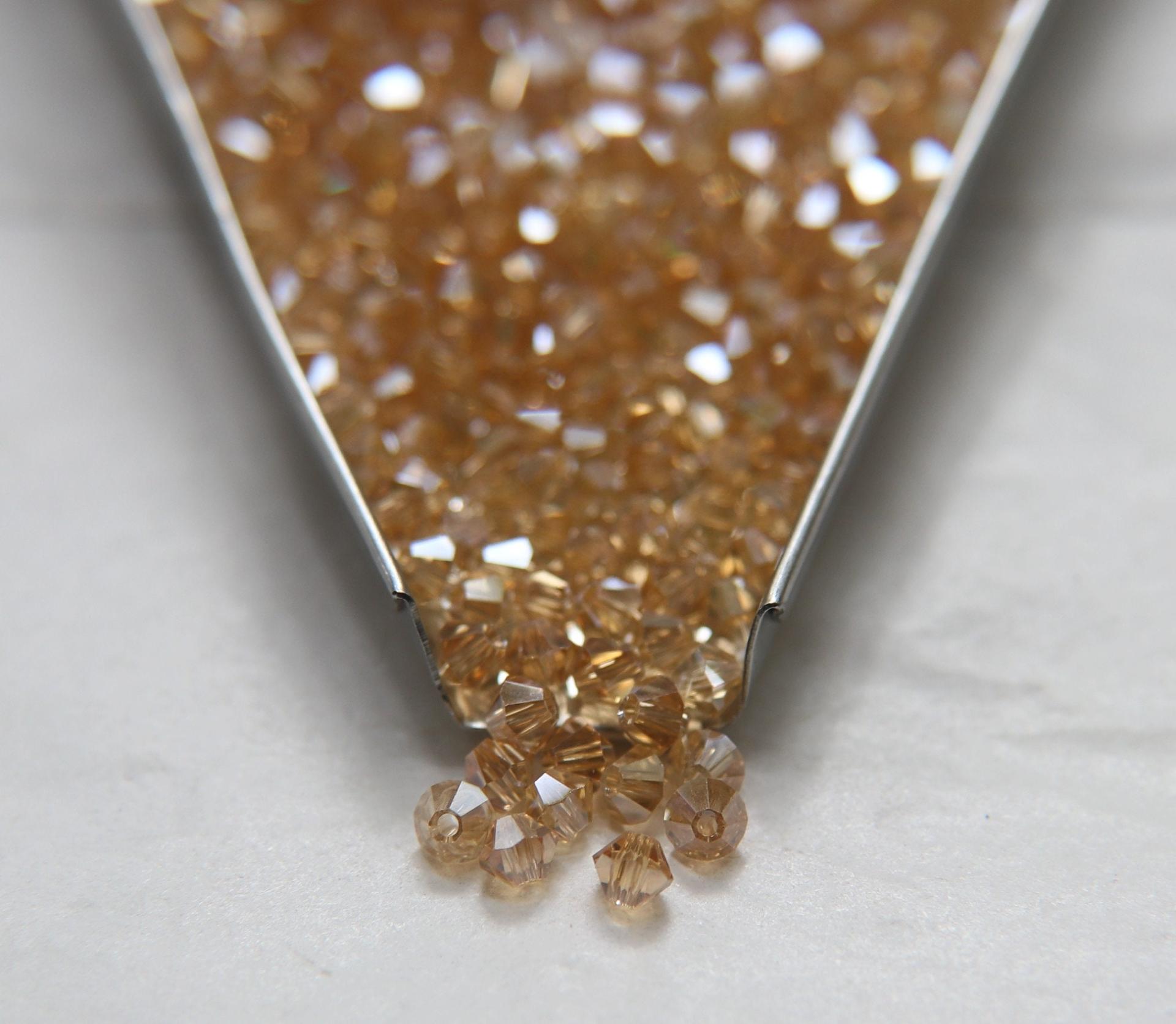 4mm Swarovski Crystal Champagne Silver Shade Bicones Beads 36/72/144/432/720 Pieces PREMIUM MATERIALS,embroidery materials, jewelry supplies