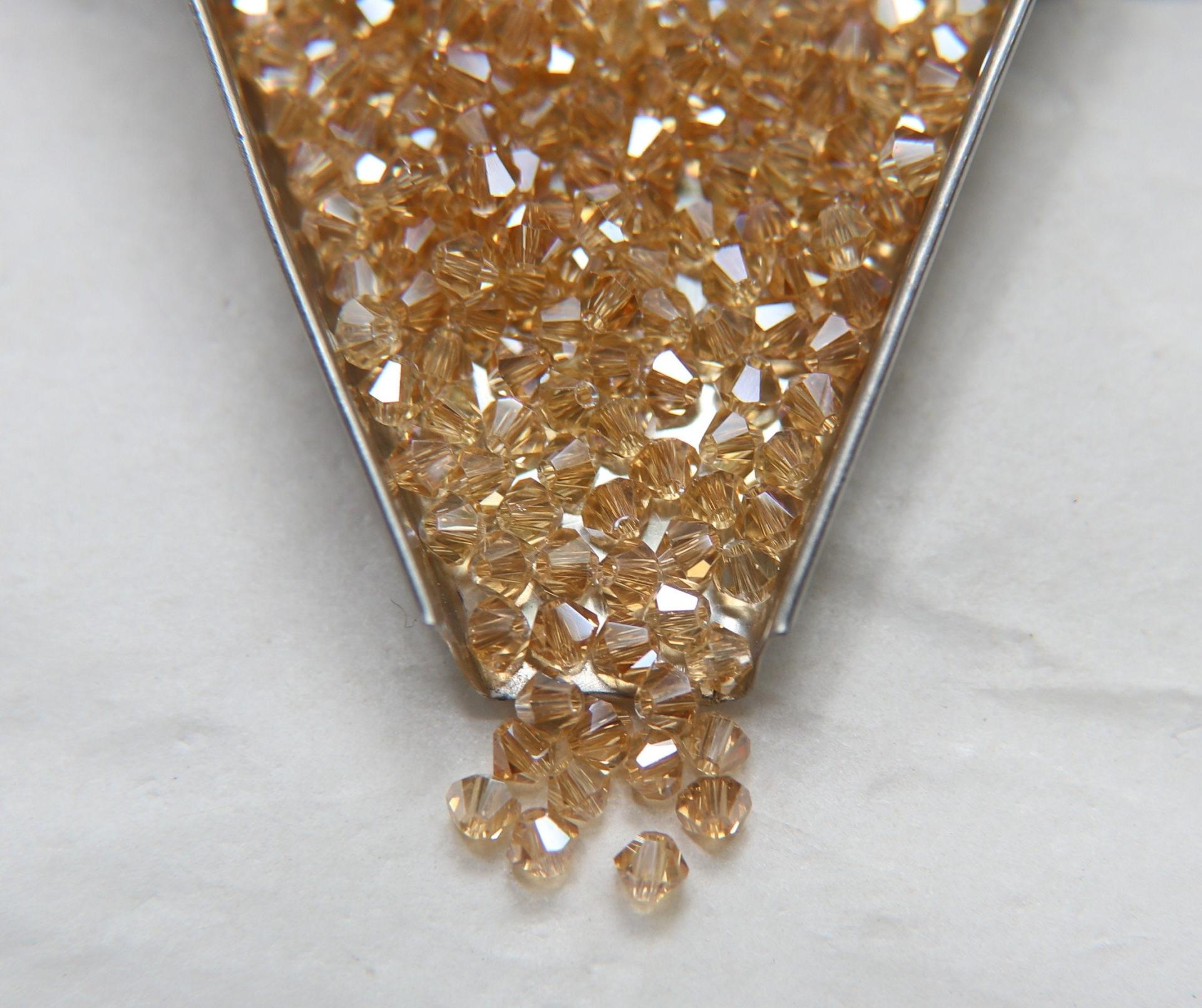 4mm Swarovski Crystal Champagne Silver Shade Bicones Beads 36/72/144/432/720 Pieces PREMIUM MATERIALS,embroidery materials, jewelry supplies
