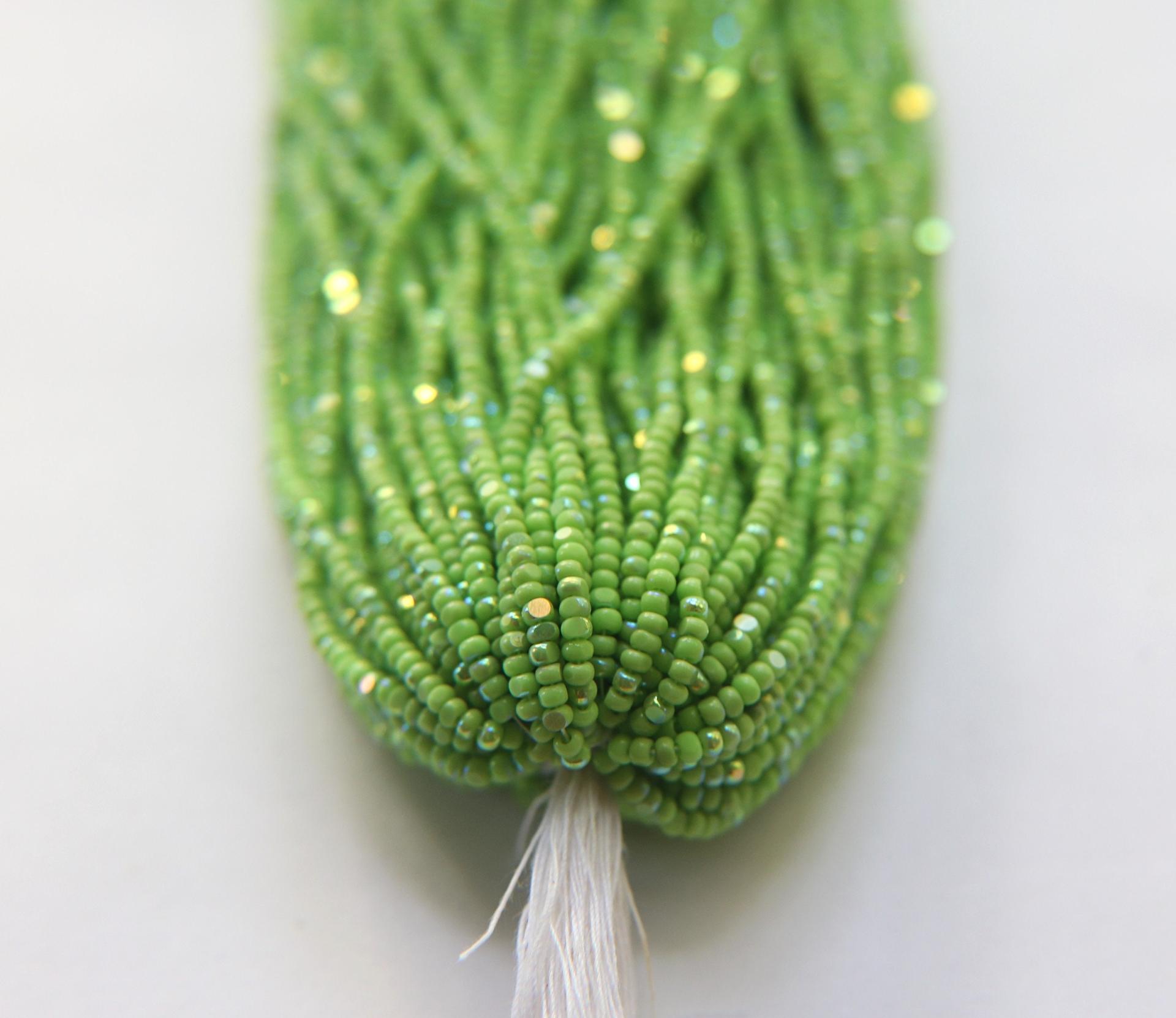 11/0 Hanks Charlotte Cut Beads Opaque Lime Aurore Boreale 1/5/25/50/100 Hanks PREMIUM SEED BEADS, Native Supplie