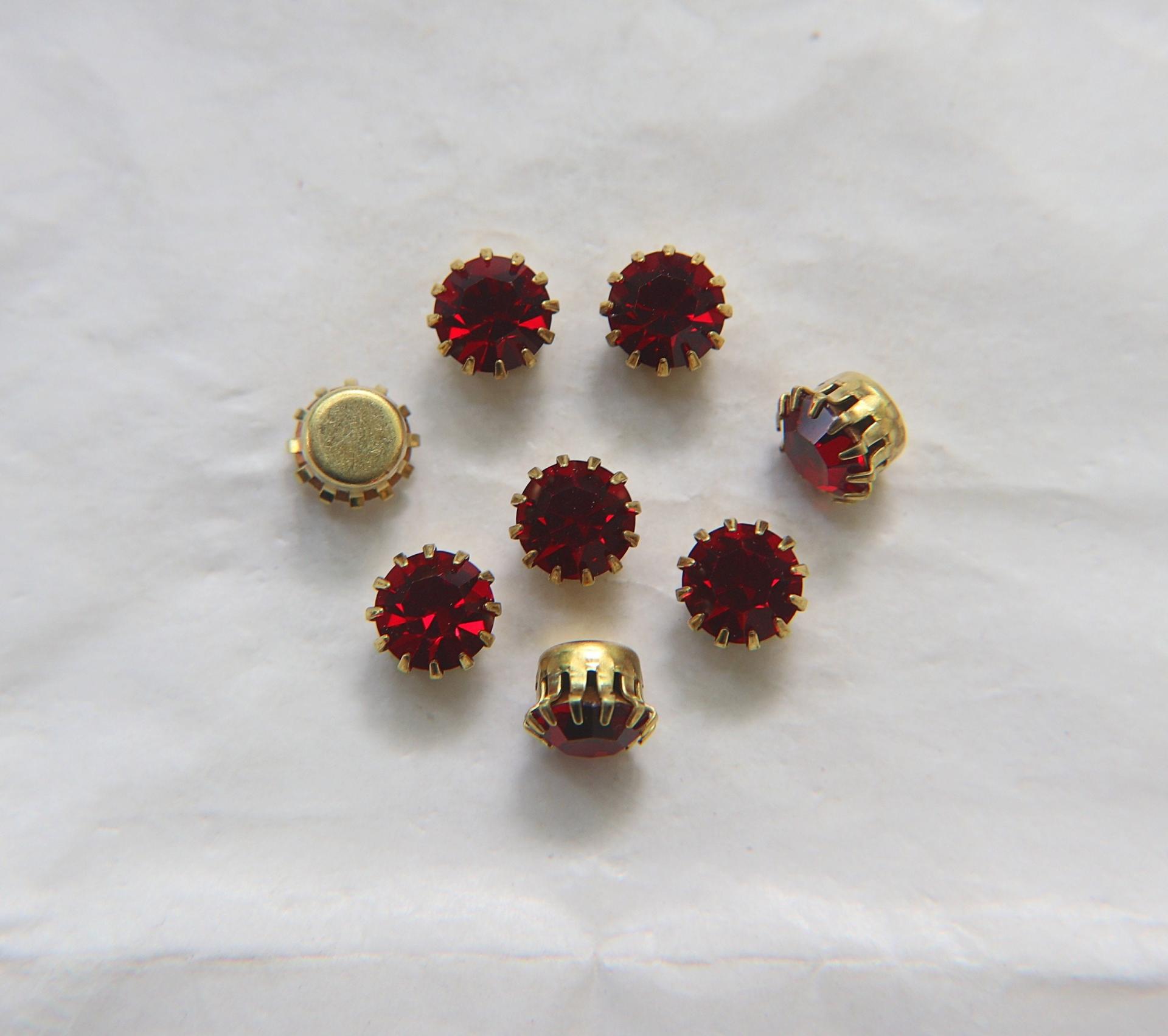 Swarovski 40ss Vintage Crown Prong Settings (5 Crystal Colors) 6/12/24/100 Pieces BRASS SETTINGS, strass embellishments, vintage rare