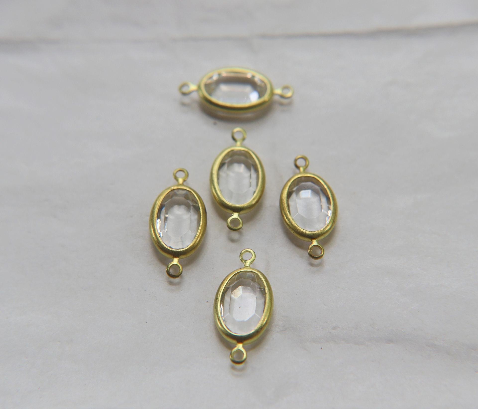Vintage Swarovski Channel Rhinestone Connectors, two loops Beautiful Swarovski Channel Charms, 10X8 mm 2/6/12/24/36 Pieces jewelry supplies