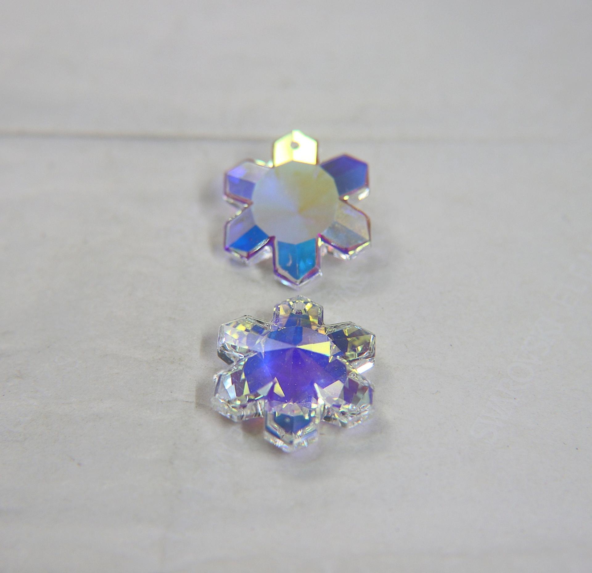 25 MM Swarovski Crystal Aurore Boreale Snowflake Pendant Beads 6704 Crystal drops  vintage findings, jewelry making, wedding decorations