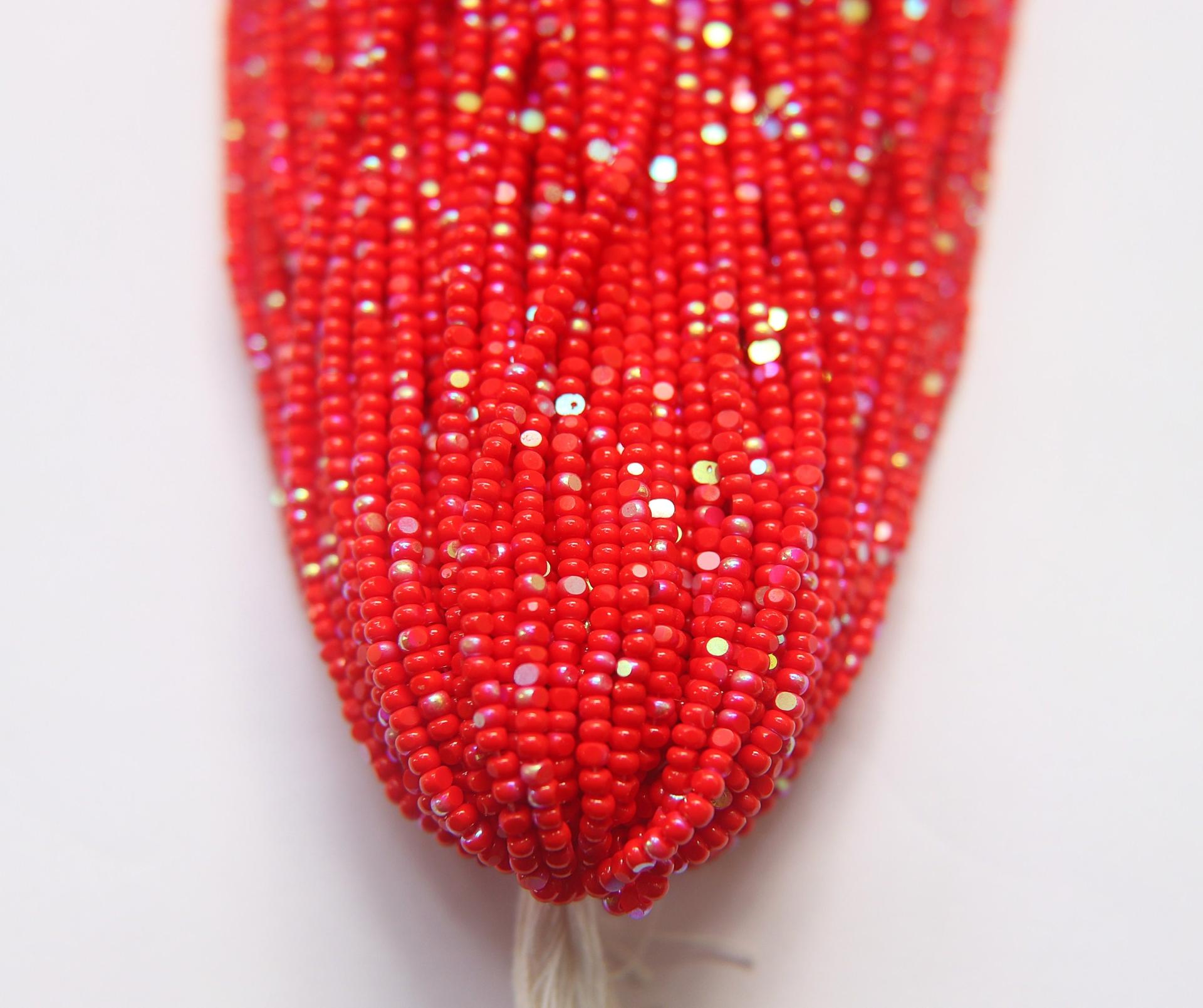 11/0 Hanks Charlotte Cut Beads Patina Light Red Opaque Aurore Boreale 1/5/25/50/100 Hanks PREMIUM SEED BEADS, Native Supplies