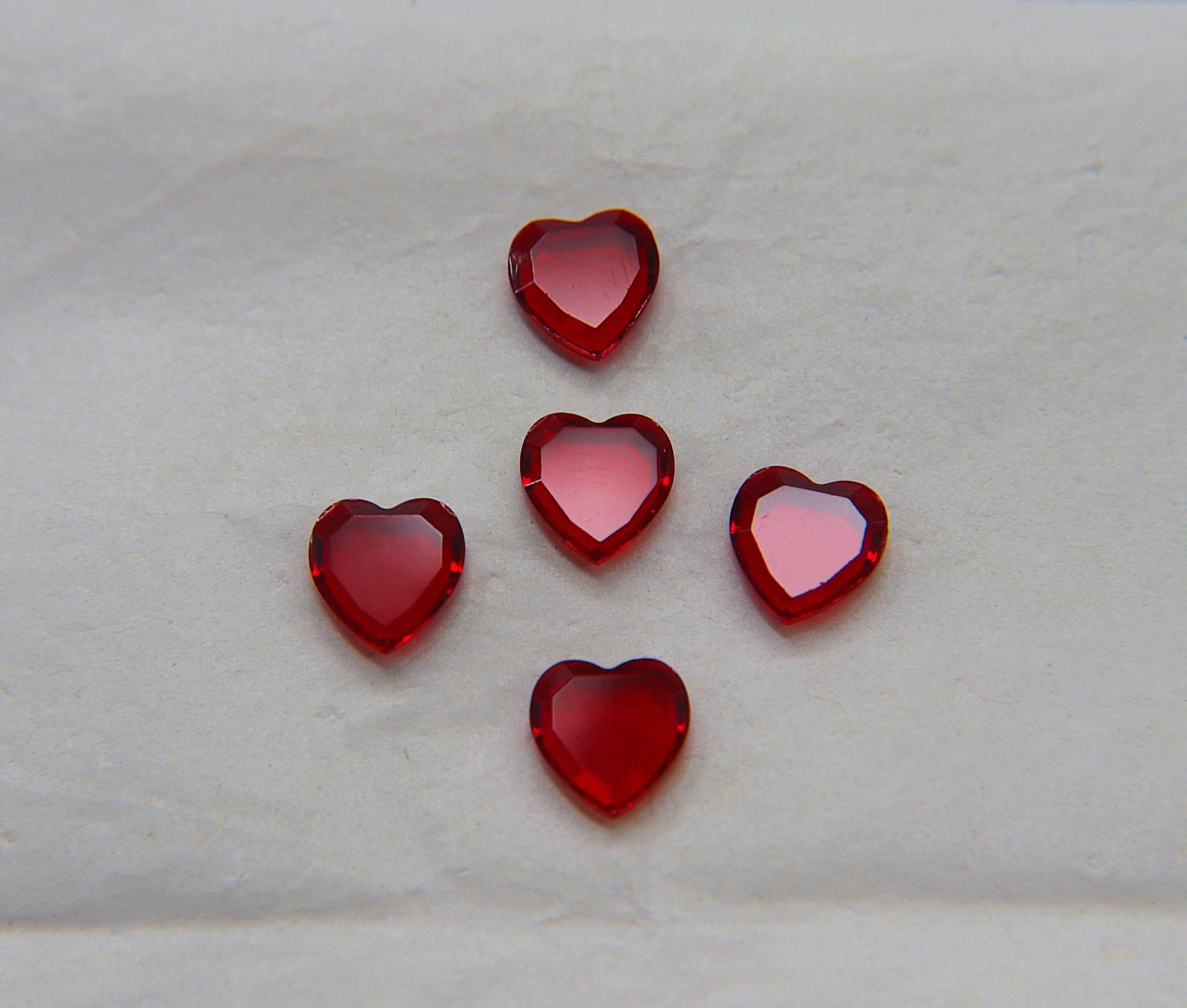 Swarovski Vintage Heart Flat Rhinestones - 10mm in Jet / Light Siam 12/24/48 Pieces fancy stones, jewelry making, craft supply