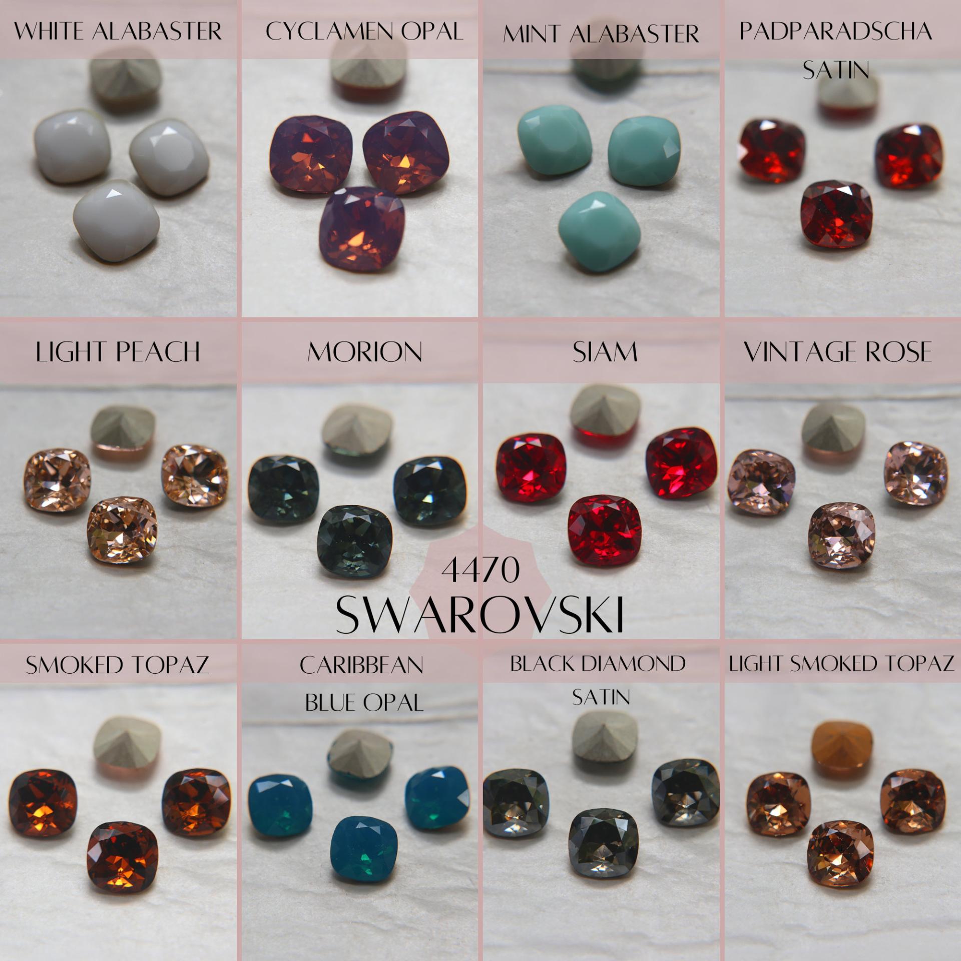 Vintage Swarovski 12 mm (42 Colours) Rounded Square 4470 Premier Crystal Rhinestones 2/6/12/36 Pieces gemstones