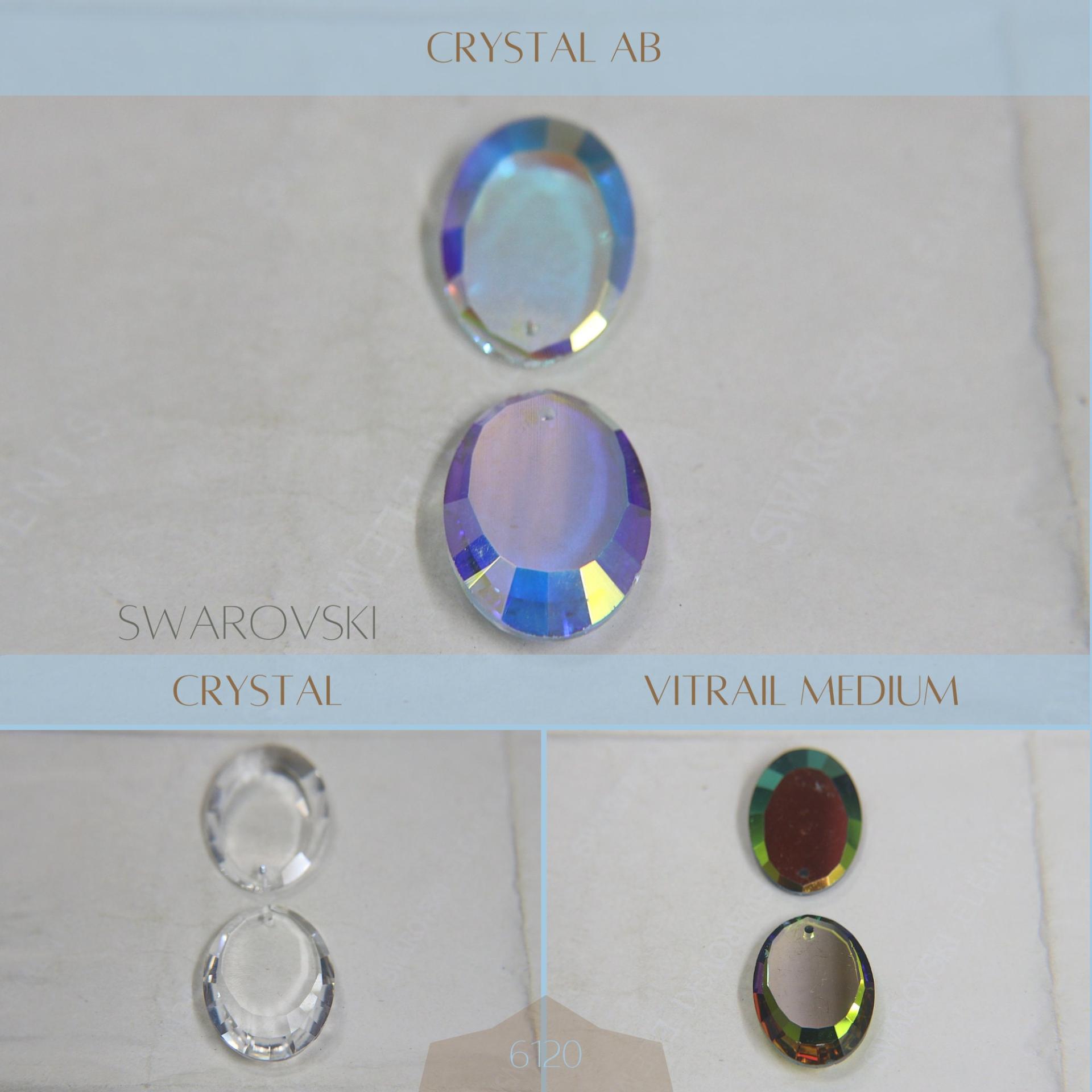 24 x 17mm Genuine Swarovski Crystal 6120 Flat Oval Mirror Pendant Fancy Crystal drop in (3 Colours) 1/2/6 Pieces vintage findings, jewelry
