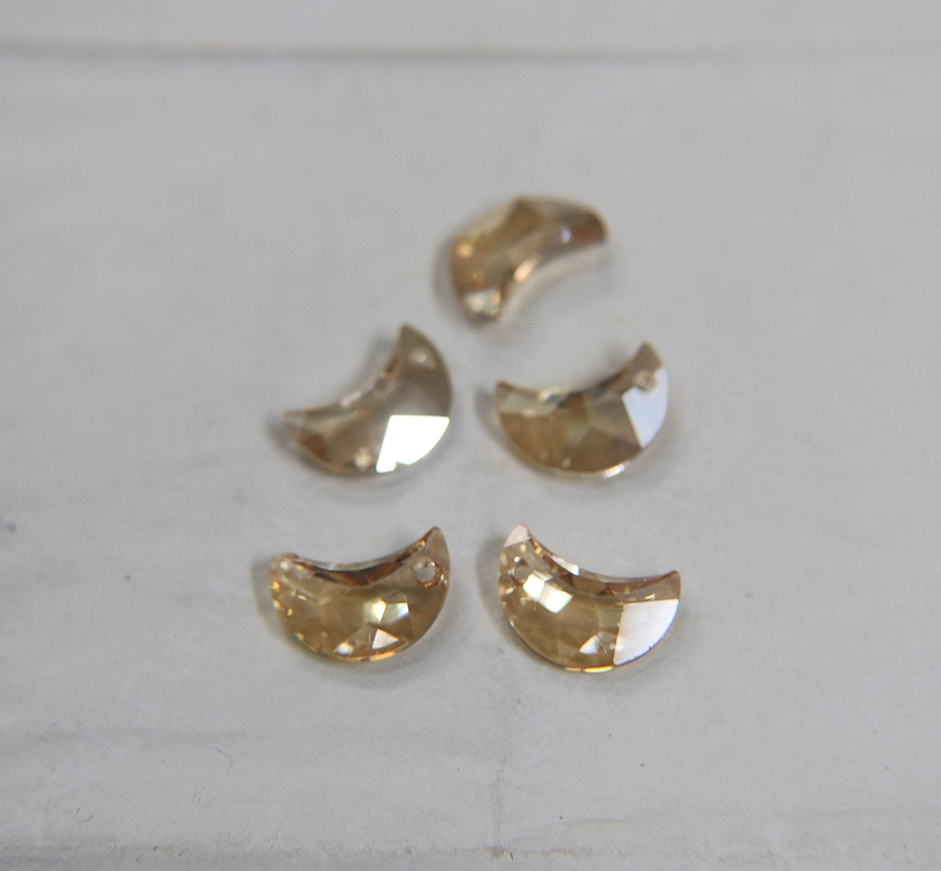 Swarovski® 6722 Crescent Moon Pendant in 14mm Crystal Golden Shadow / 16mm Crysal Silver Shade Fancy Crystal drops 1/2/6 Pieces vintage findings