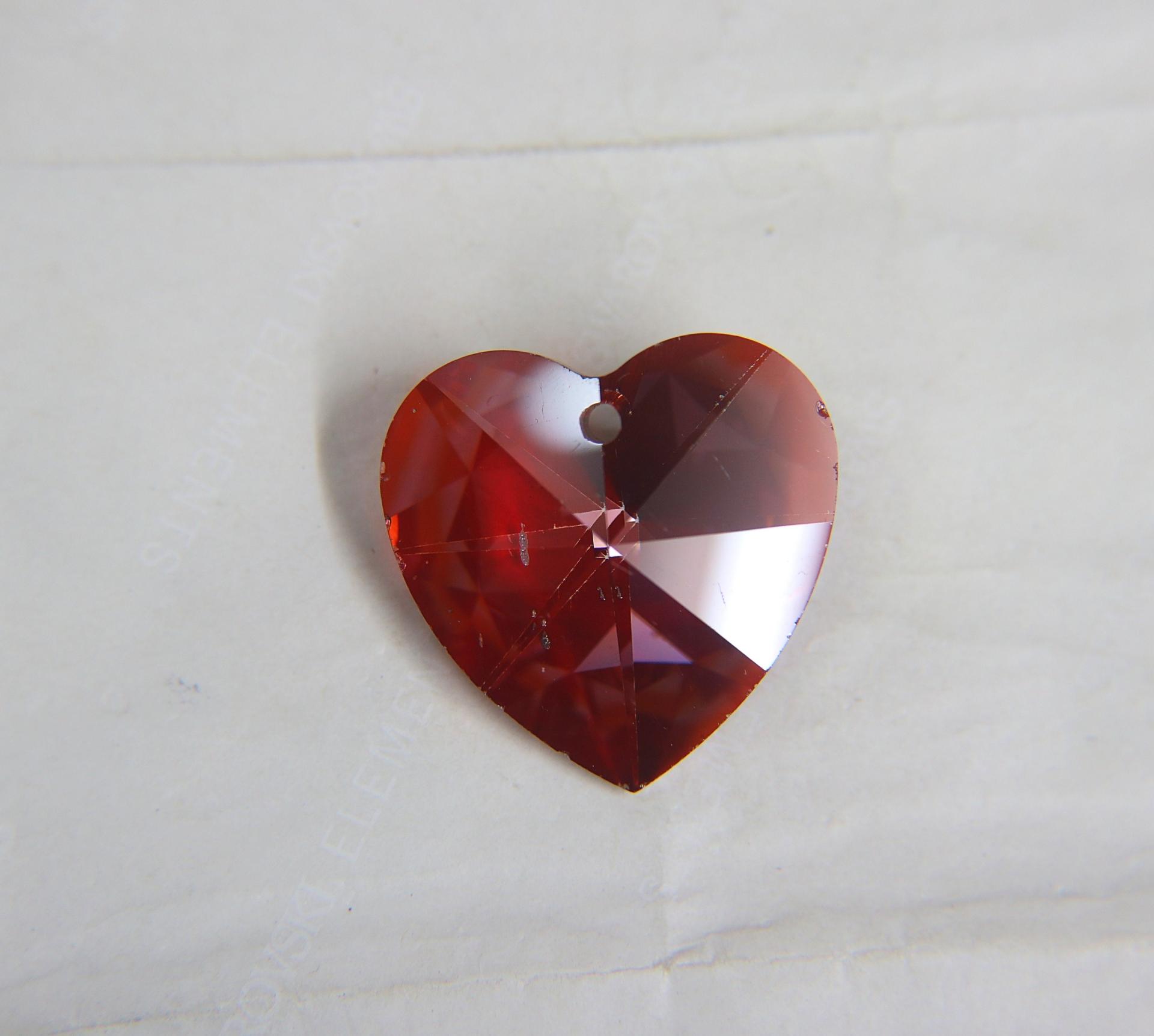 40 MM Swarovski Crystal rare big Heart Pendant Beads 6202 Crystal drops in Crystal Red Magma vintage findings, jewelry making
