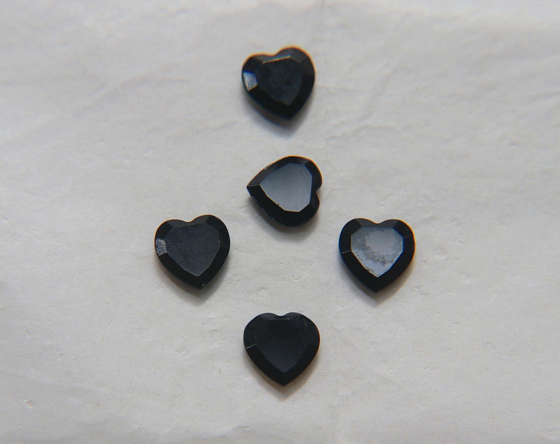 Swarovski Vintage Heart Flat Rhinestones - 10mm in Jet / Light Siam 12/24/48 Pieces fancy stones, jewelry making, craft supply