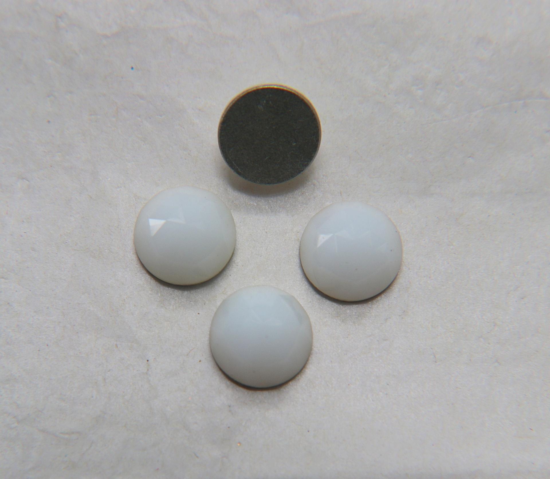 Swarovski 12 mm Vintage White Alabaster Flat Back Round faceted Cabochon Cabs 6/12/36/72/144 Pieces
