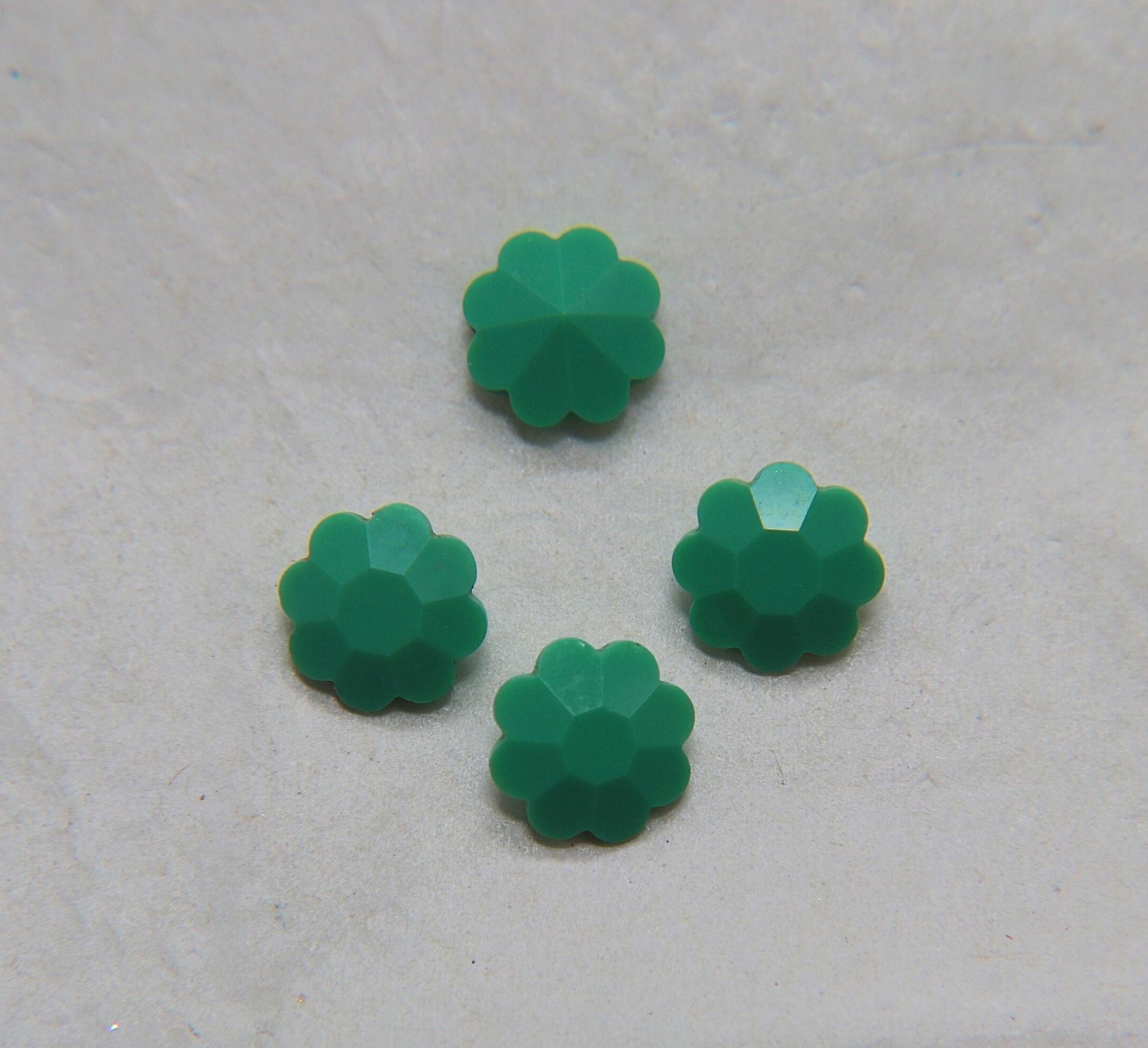 10mm Swarovski Vintage Flower Foiled Rhinestones in Opaque Green 6/12/36/72 pieces