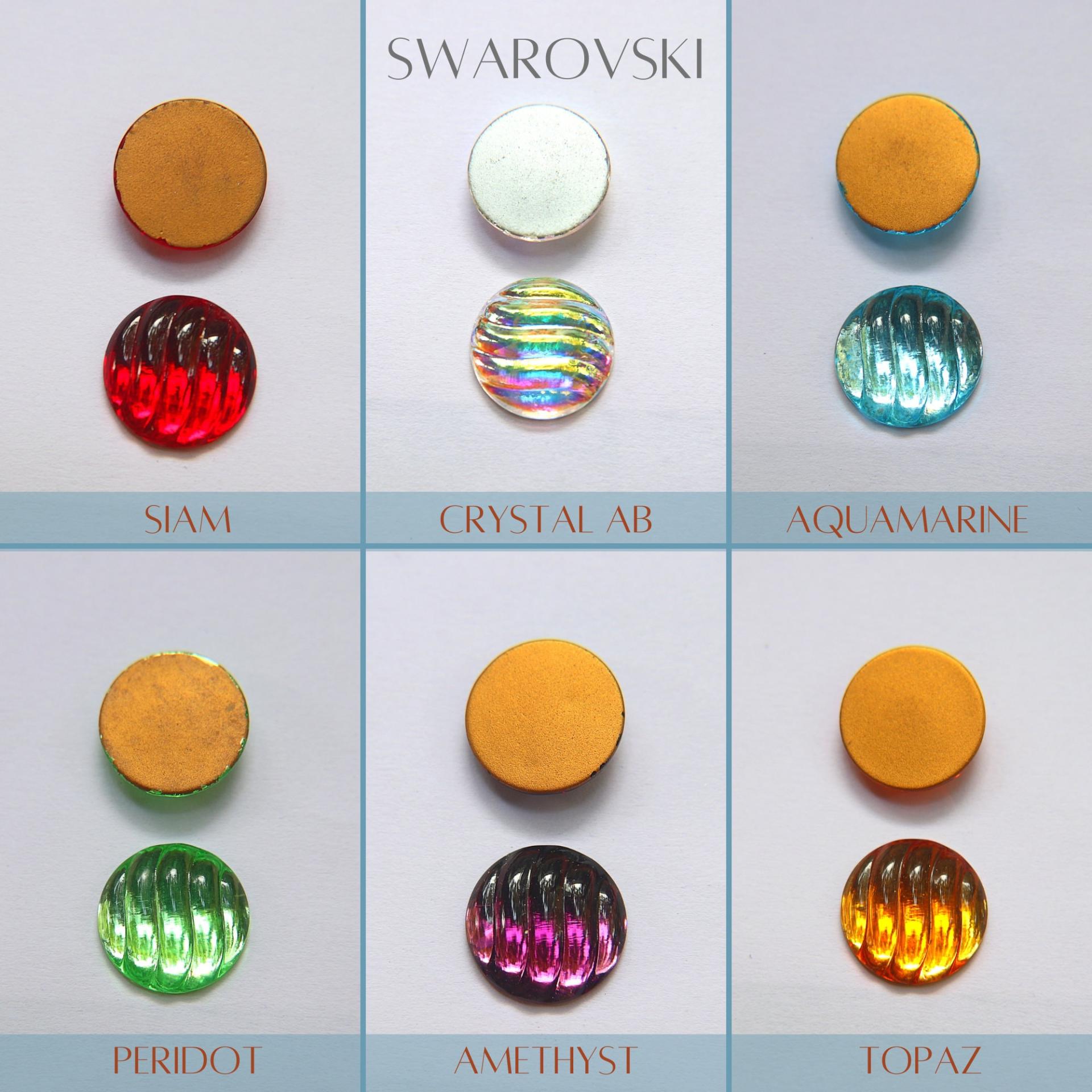 Swarovski 18 mm Vintage Rose Foiled Flat Back (7 Colours) Round Cabochon 2/6 Pieces