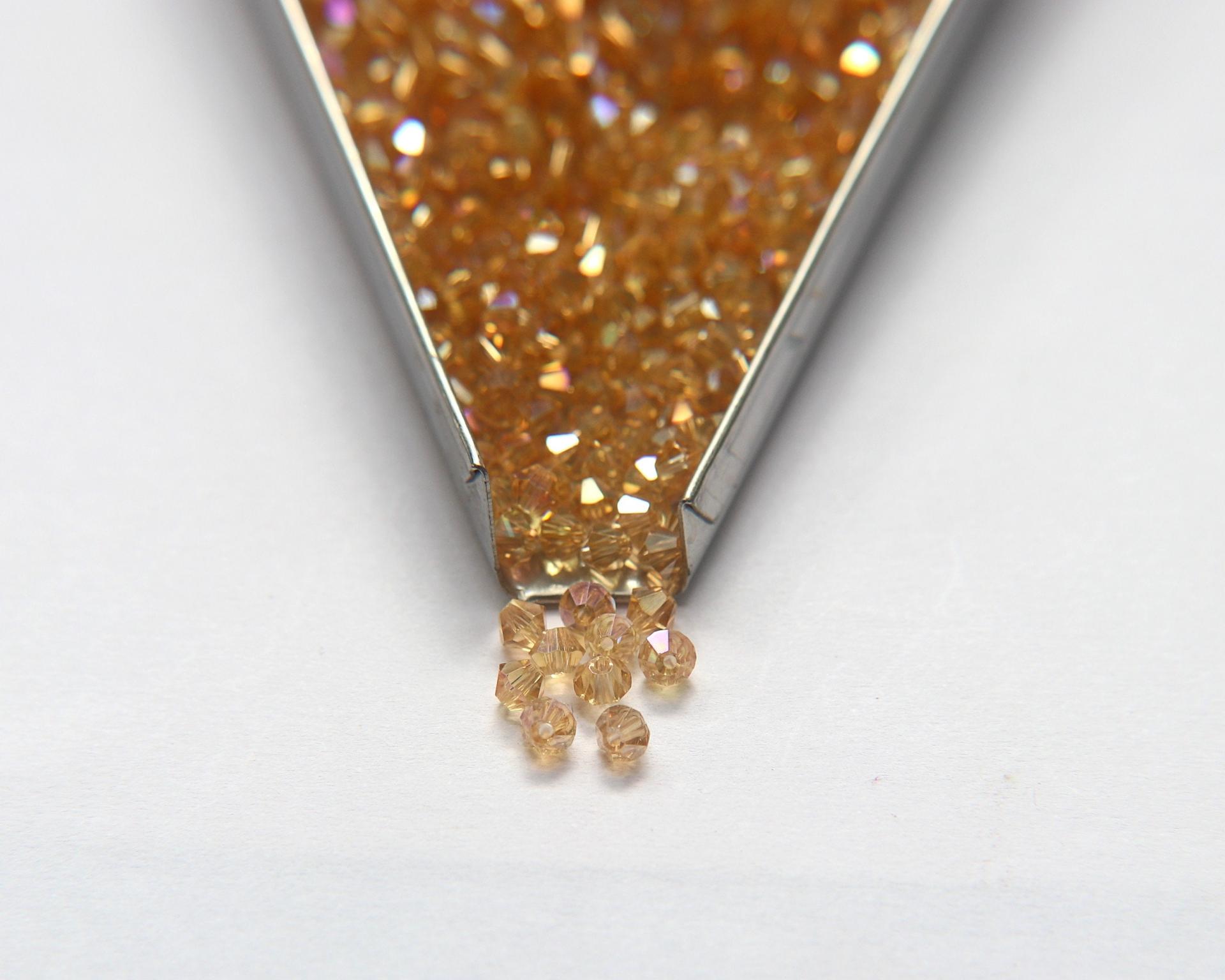 4mm Swarovski Crystal Champagne 2X Shimmer Bicones Beads 36/72/144/432/720 Pieces PREMIUM MATERIALS,embroidery materials, jewelry supplies