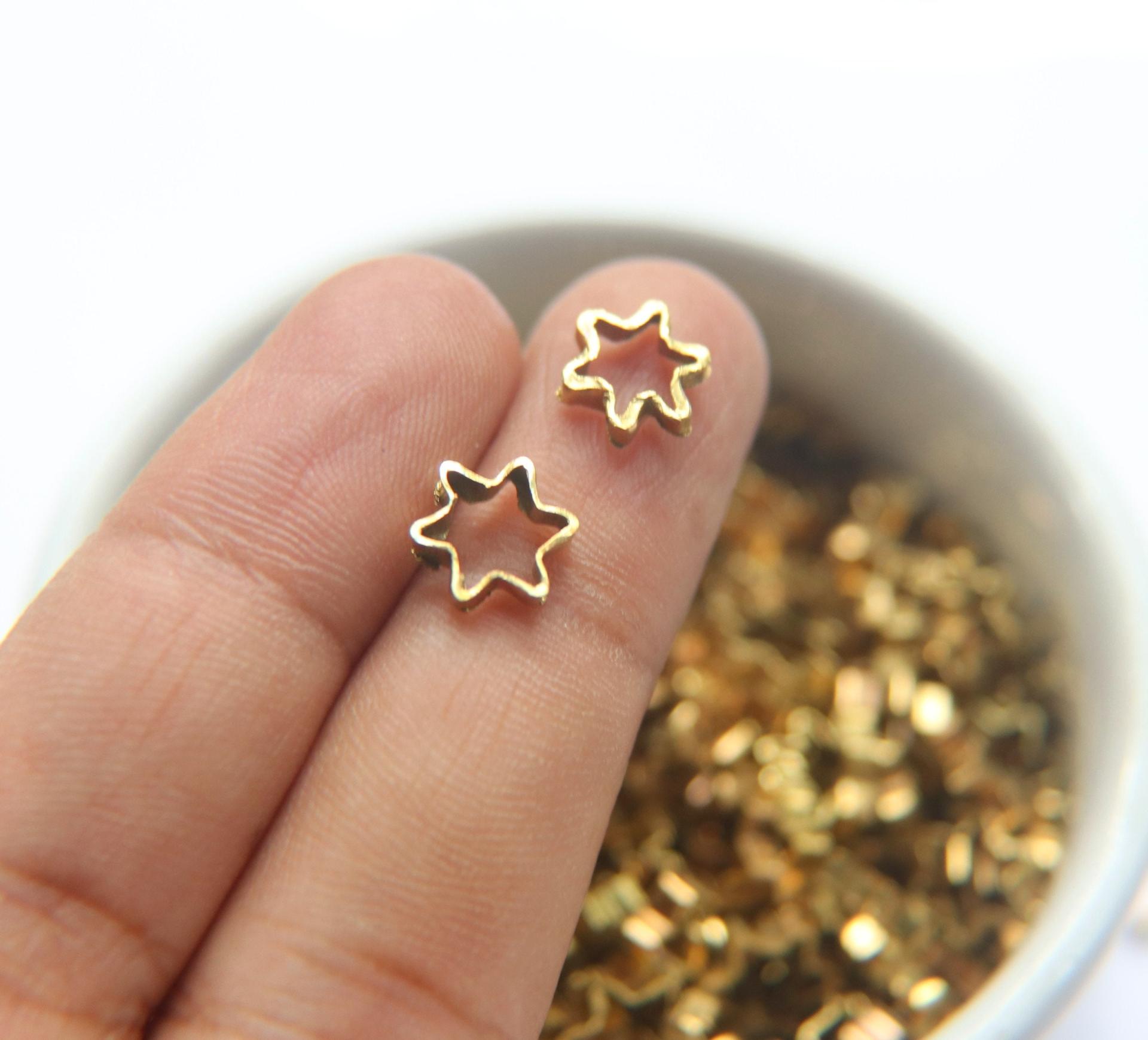 Brass Star Charms - Star Shaped Raw Brass Connector - Earring Findings - Jewelry  Making Supplies - 3140