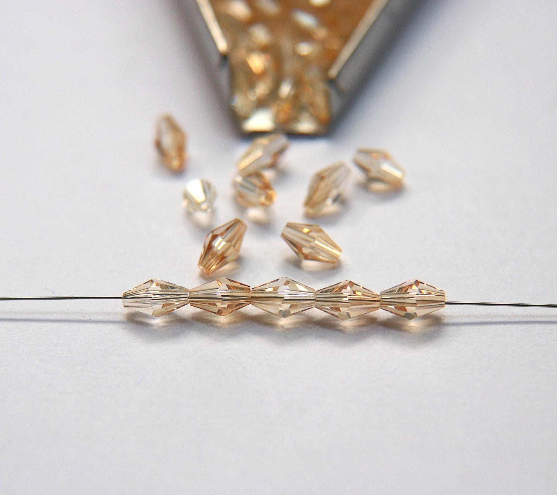 Swarovski 5205 7x5mm Crystal Elongated Bicone in Crystal Golden Shadow 20/72/144/432/1000 Pieces jewelry making Vintage beads