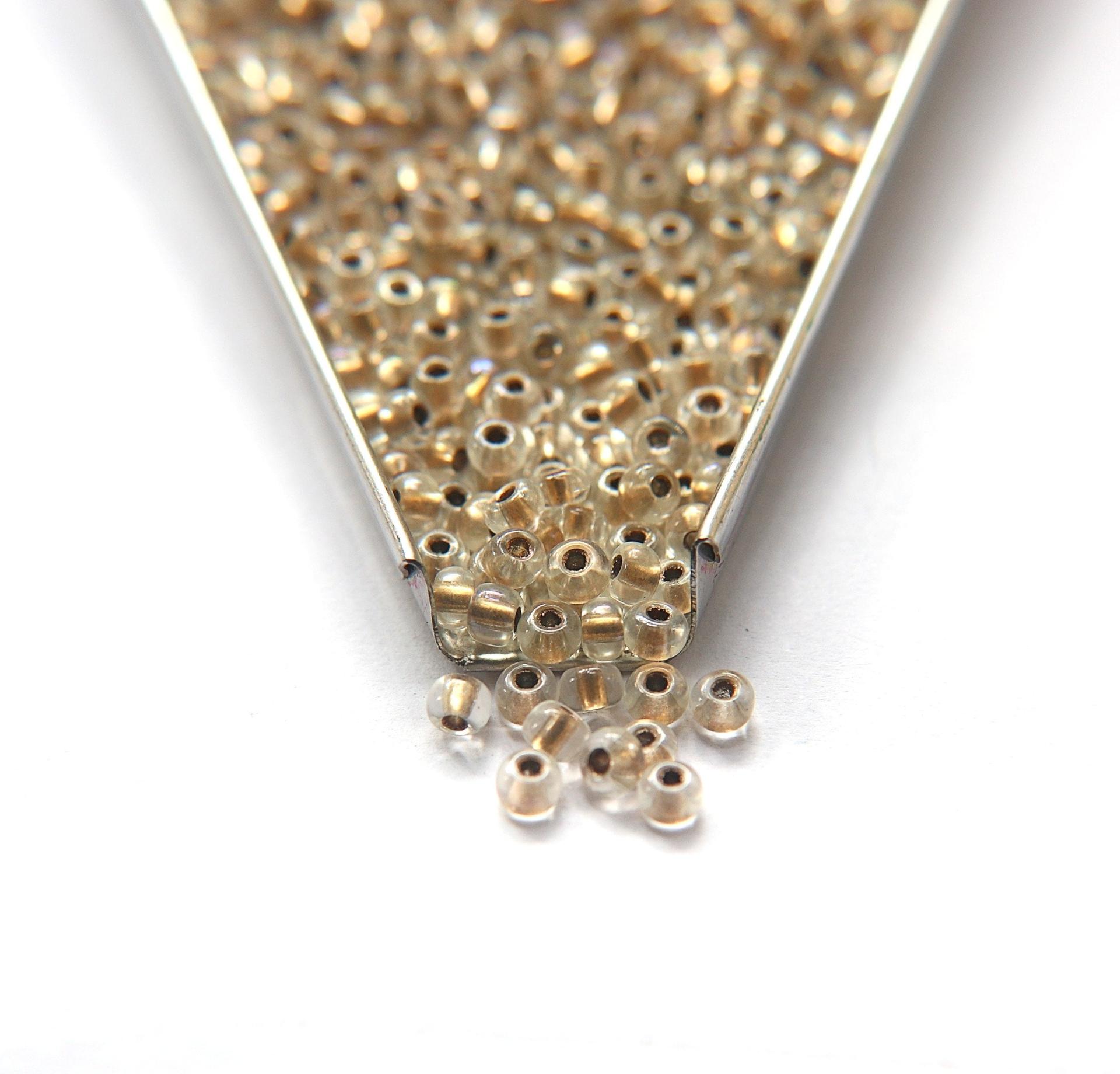6/0 glass Seed Beads Crystal Transparent Gold Lined Iris 10/50/100/250 Grams size 6 Preciosa Rocaille 4mm spacer beads, large, big hole
