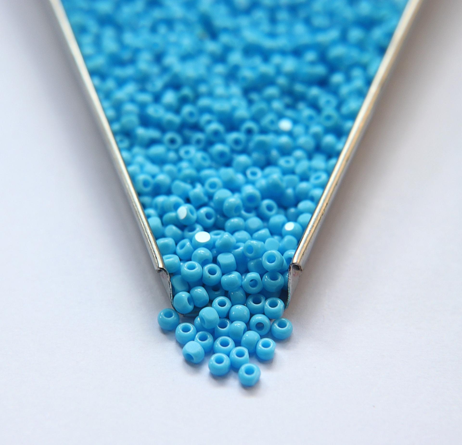 8/0 Charlotte Cut Beads 63020 Opaque Turquoise 10/20/50/250/500 glass beads, jewelry supply, vintage findings, craft supply