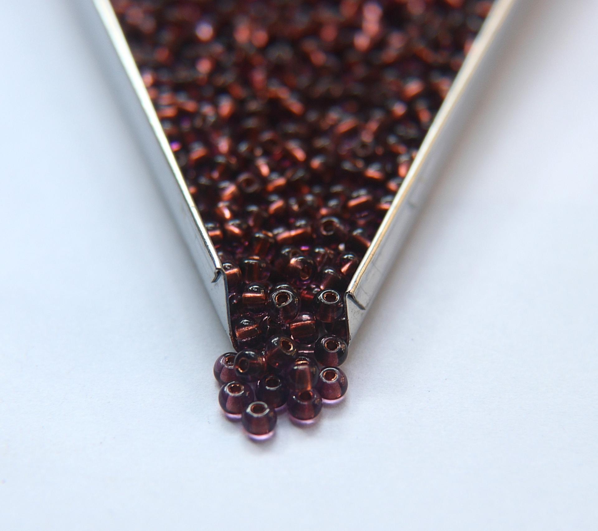 6/0 glass Seed Beads Amethyst Transparent Copper Lined 10/50/100/250 Grams size 6 Preciosa Rocaille 4mm spacer beads, large, big hole