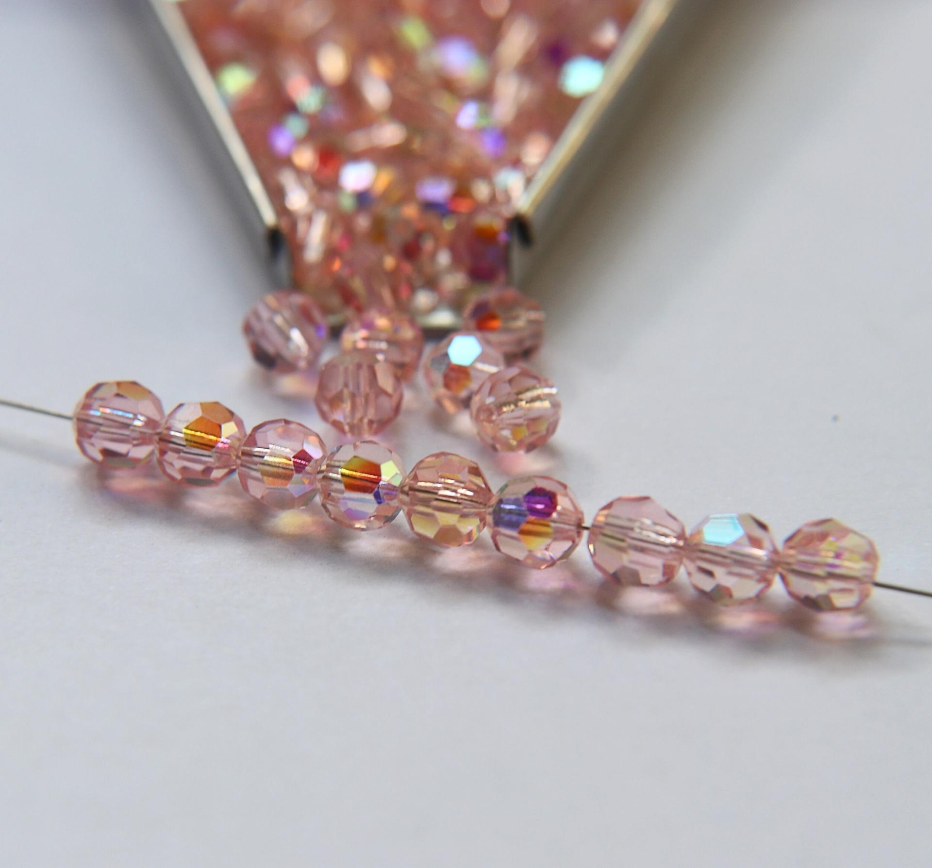 6mm Swarovski Elements Article 5000 Rose Peach (262) Aurore Boreale Faceted Round Beads 6/12/36/172/44/288/720 Pieces