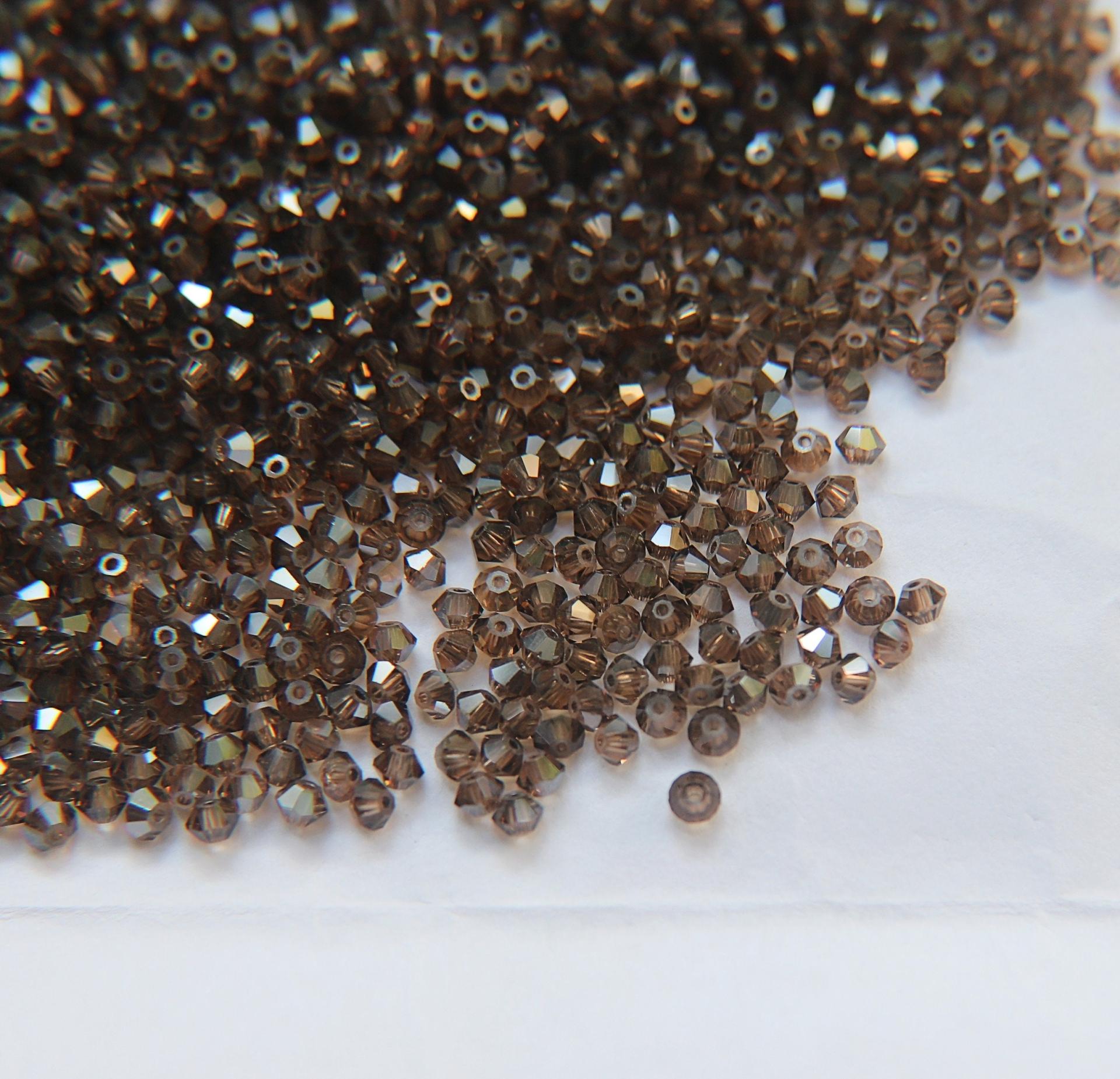 3mm Light Smoked Topaz Satin Swarovski Bicone 5301 Beads 36/72/144/432/720 Pieces Jewelry findings, embroidery materials, jewelry making