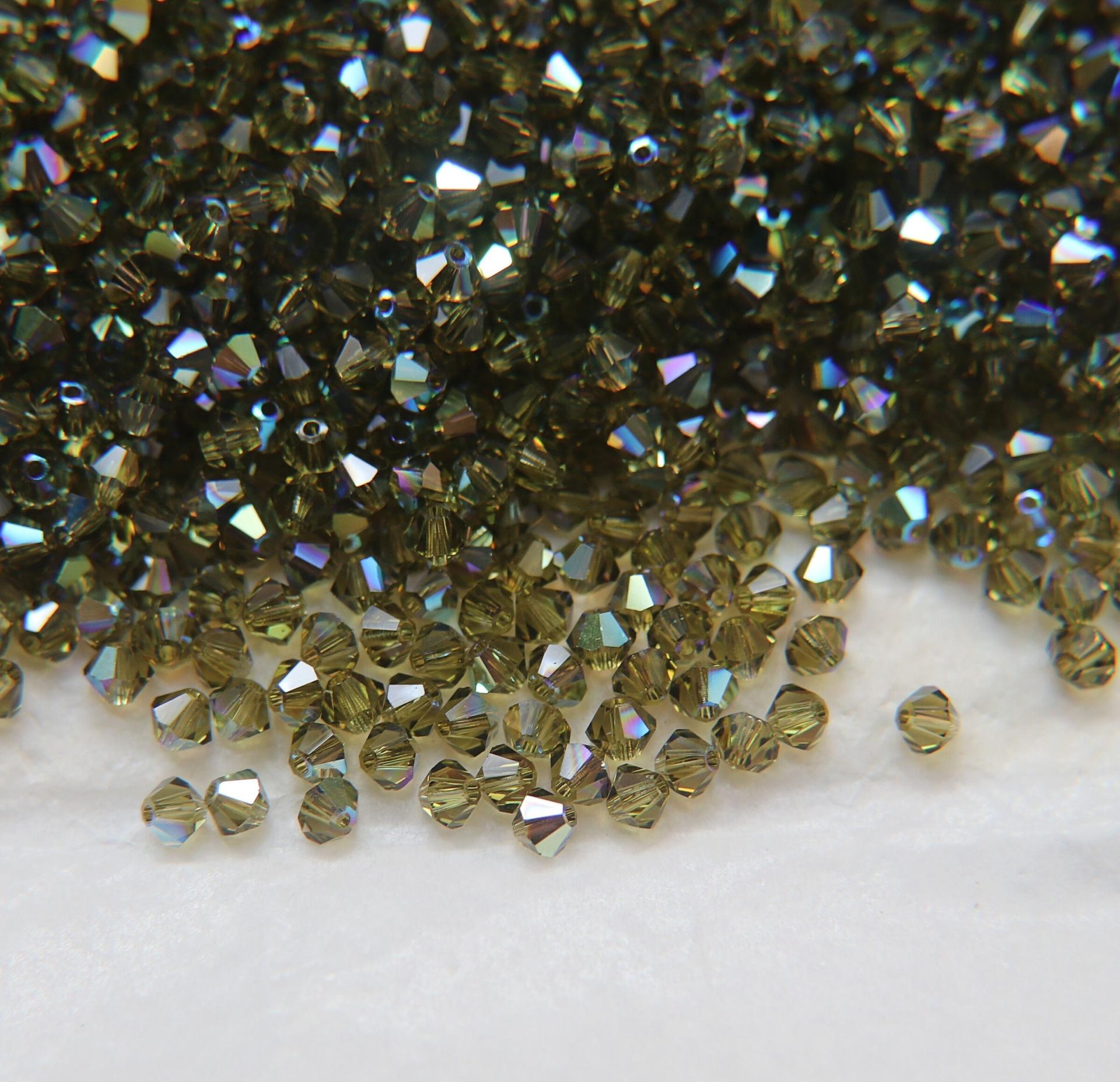 4mm Swarovski Khaki AB Bicones beads rainbow 36/72/144/432/720 Pieces (550) rainbow beads, jewelry making, couture embellishments