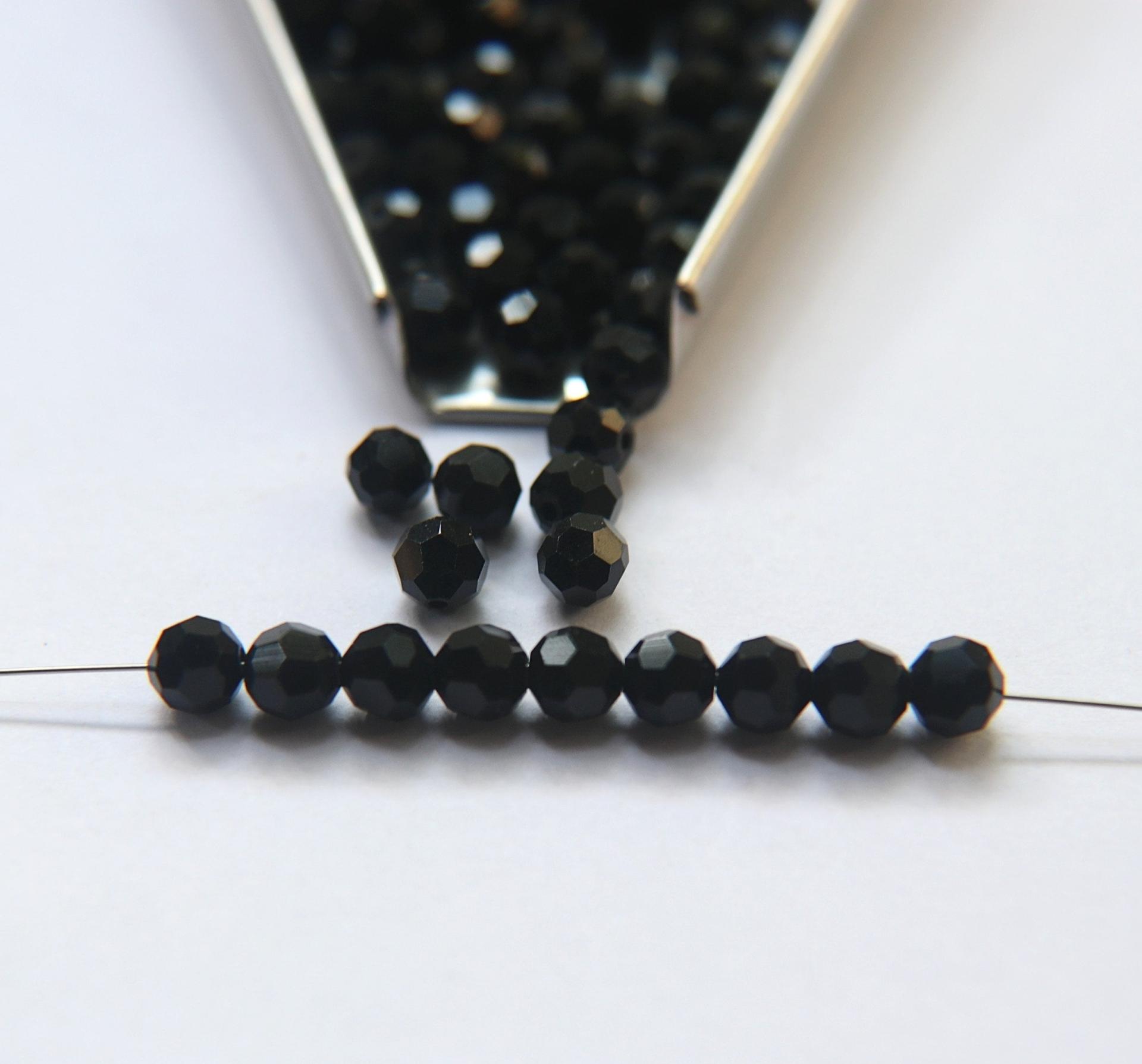 5mm Vintage Swarovski Elements Article 5000 Jet Faceted Round Beads 6/12/36/172/44/288/720 Pieces