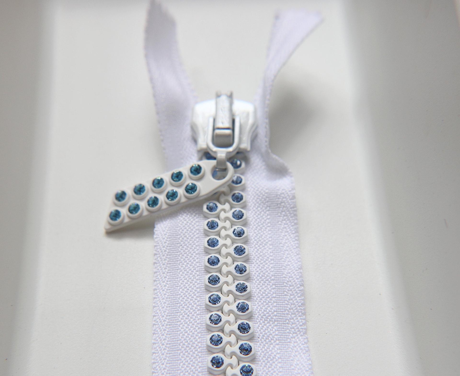 SS12 (3mm),  6 inch Swarovski Light Sapphire Rhinestone Zipper closed at one end by PC, 80300