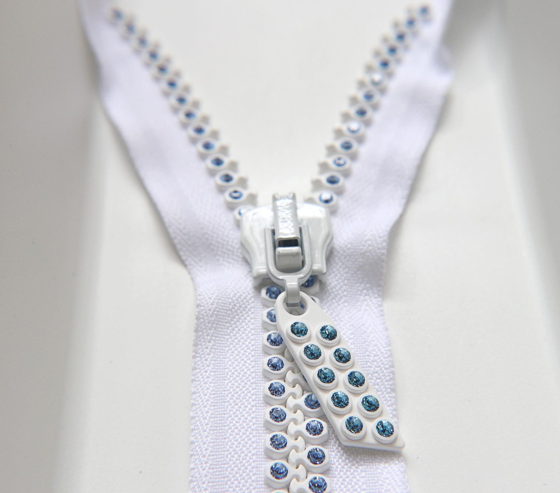 SS12 (3mm),  6 inch Swarovski Light Sapphire Rhinestone Zipper closed at one end by PC, 80300