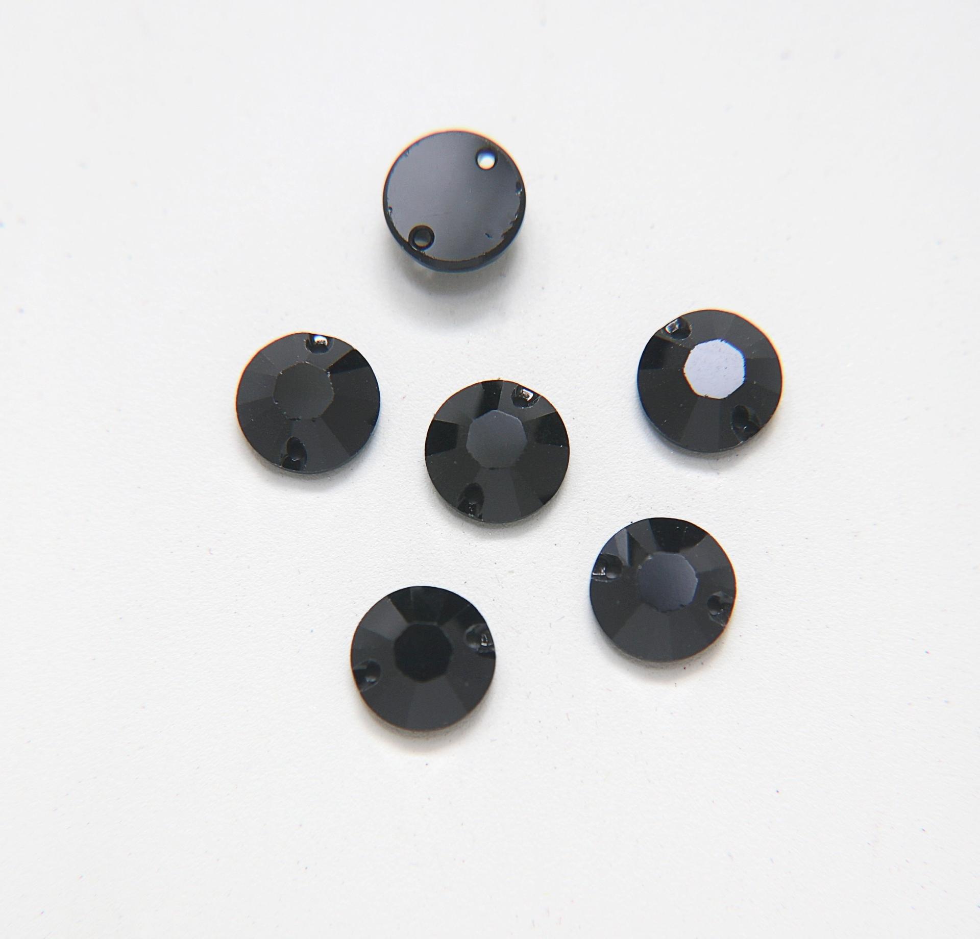 Swarovski® Xilion 10mm Jet sew-on stone Sew-on Stones Two Holes Flatbacks Rhinestones and Fabric 6/12/72 pieces jewelry making