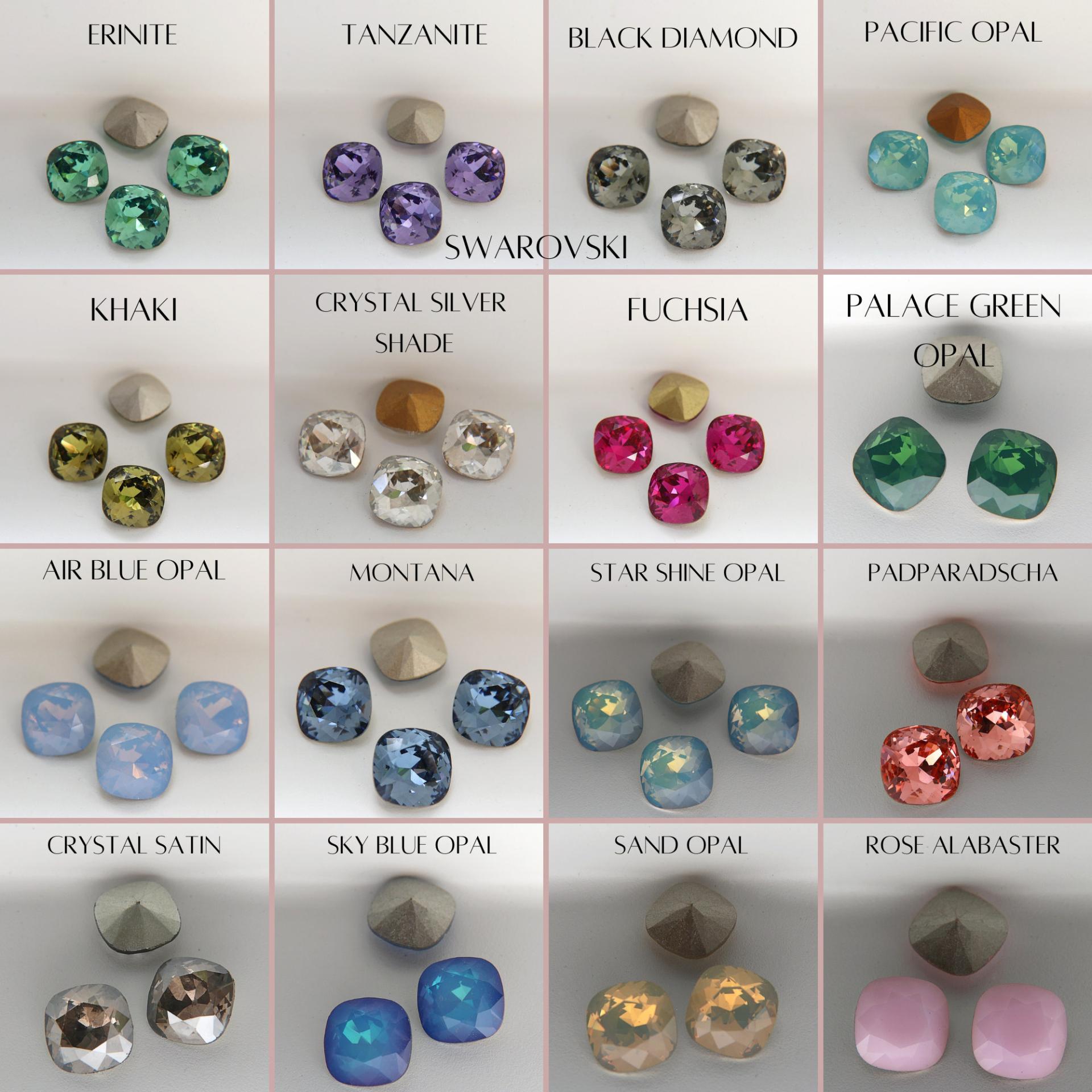 Vintage Swarovski 12 mm (42 Colours) Rounded Square 4470 Premier Crystal Rhinestones 2/6/12/36 Pieces gemstones