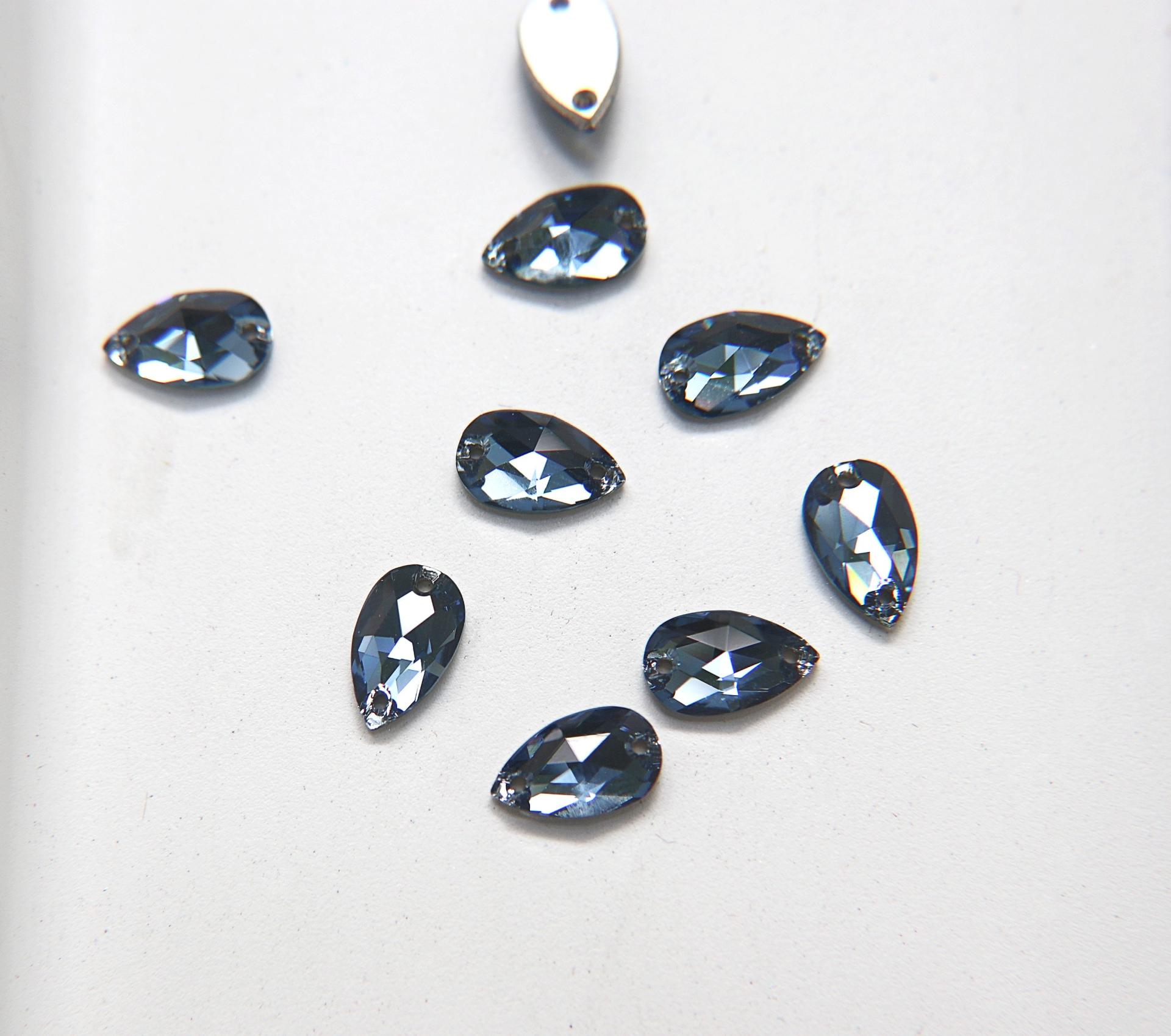 Swarovski 3230 Denim Blue Pear Sew-on 12x7mm Sew-On Bead, embroidery, jewelry parts 6 Pieces bridal decorations, embroidery