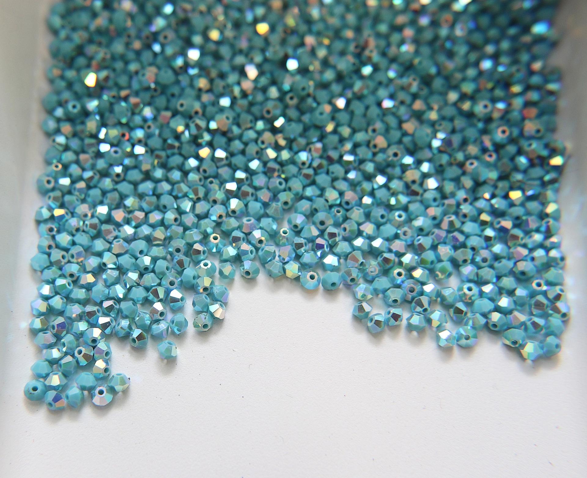 3/4mm Turquoise (267) Aurore Boreale Swarovski Bicone Cuts beads AB 36/72/144/432/720 Pieces embellishment couture