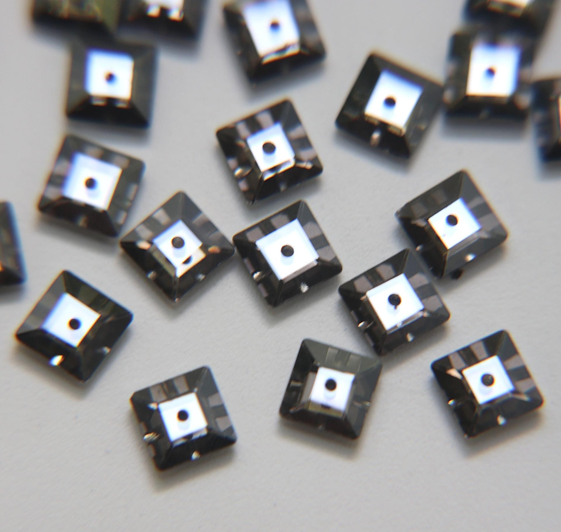 6mm Swarovski 3400 Square Lochrosen (3400) in CRYSTAL SATIN 12/24/72/144 Pieces PREMIUM Materials