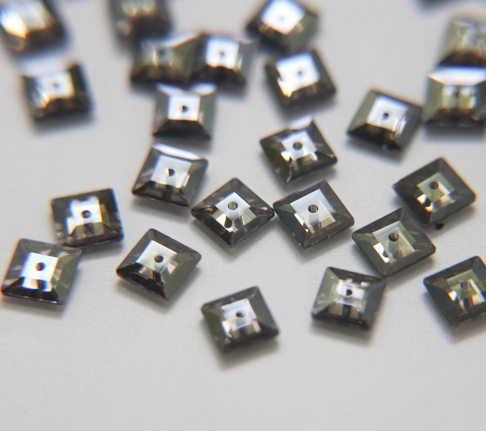 6mm Swarovski 3400 Square Lochrosen (3400) in CRYSTAL SATIN 12/24/72/144 Pieces PREMIUM Materials