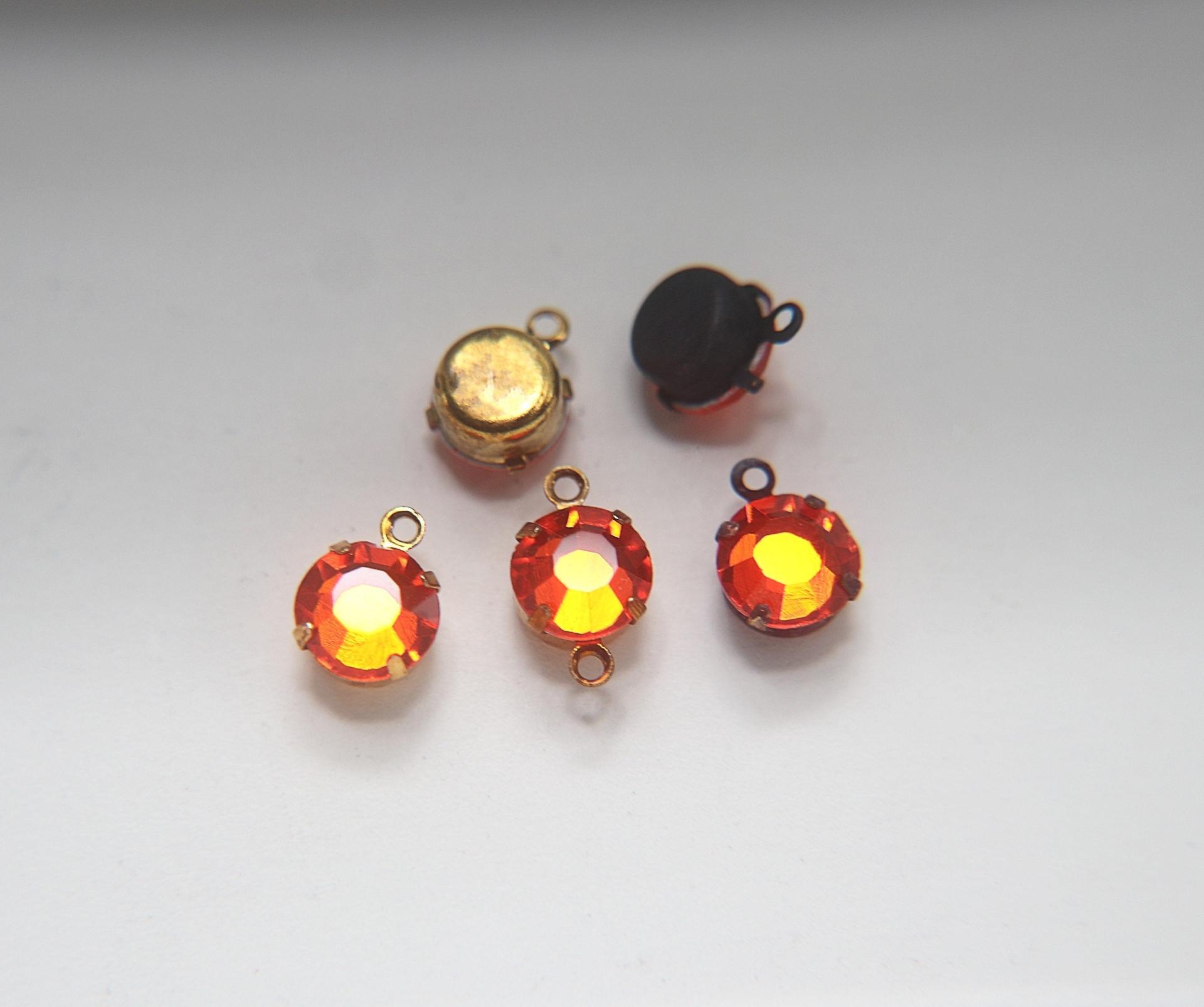 Swarovski 11 mm Round setting drop dangle Vintage Chaton Roses (one/two loop) 6/12/24/100/300 Pieces jewelry supplies in Brass/Vintage Black