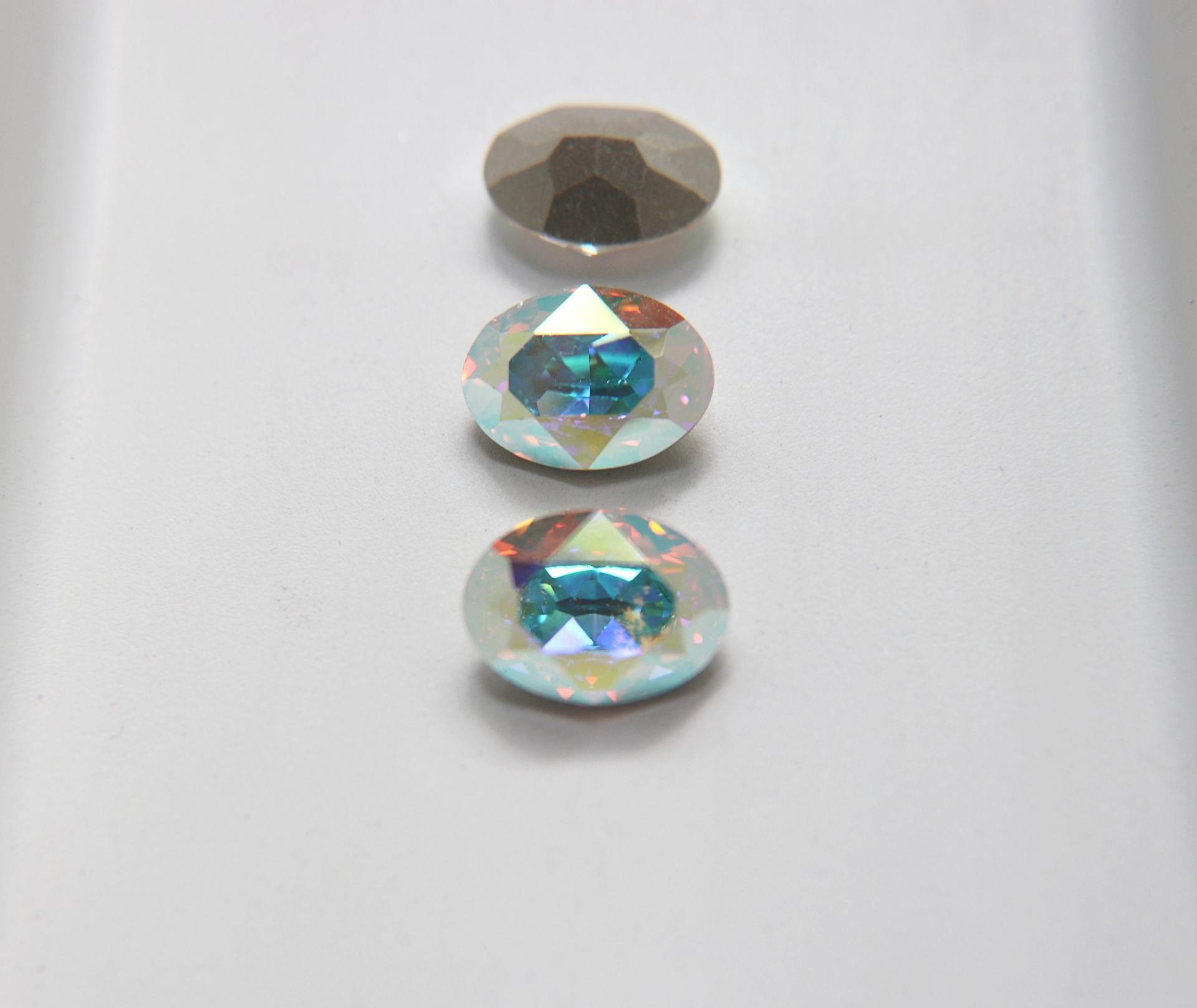 Vintage Swarovski 18x13 mm Oval Shape in Crystal Aurore Boreale 4128 Premier Crystal Rhinestones (2 Pieces) gemstones