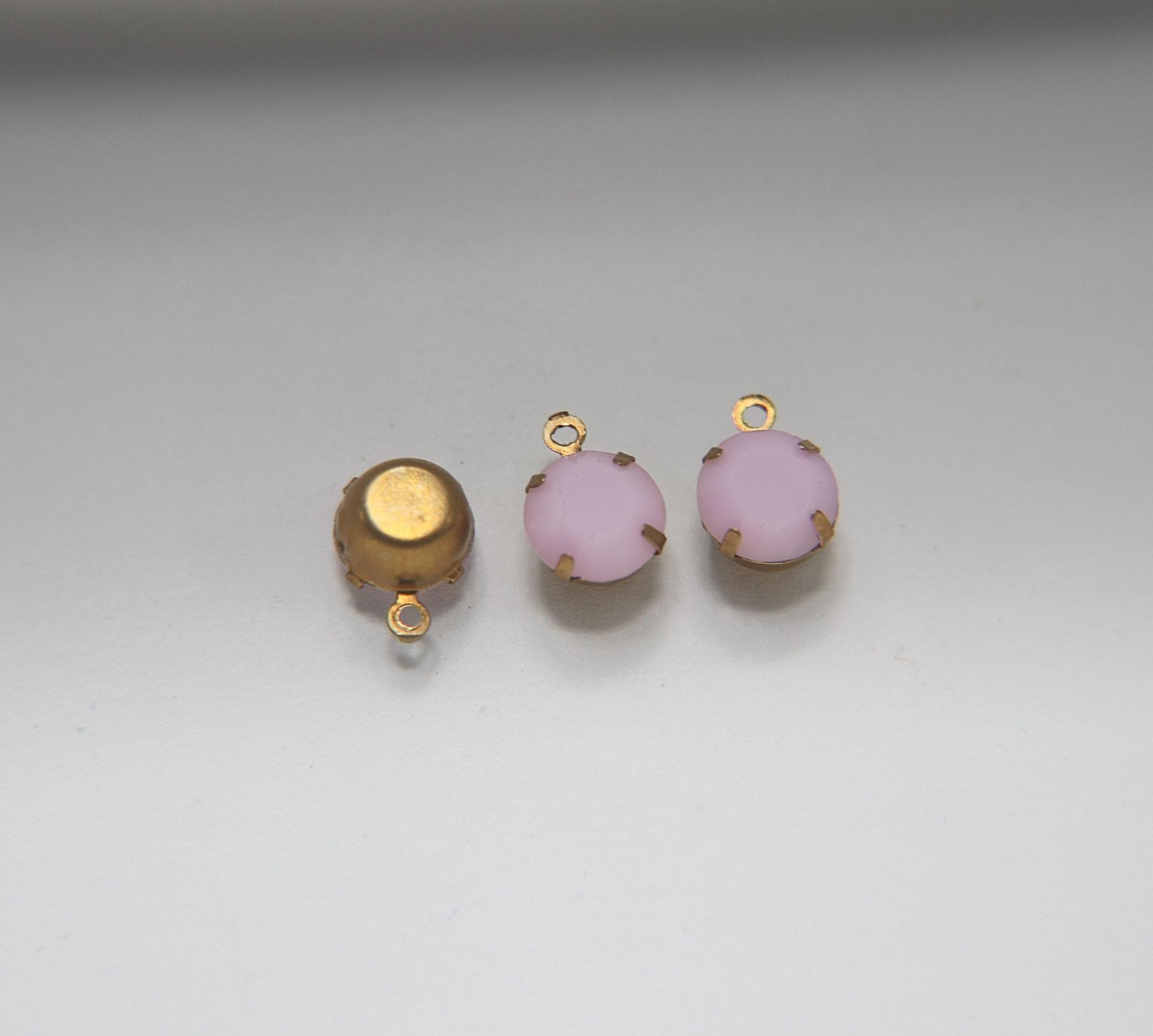 Swarovski 11 mm Round setting drop dangle (one/two loop) in Rose Alabaster 6/12/24/100/300 Pieces jewelry supplies in Brass/Vintage Black