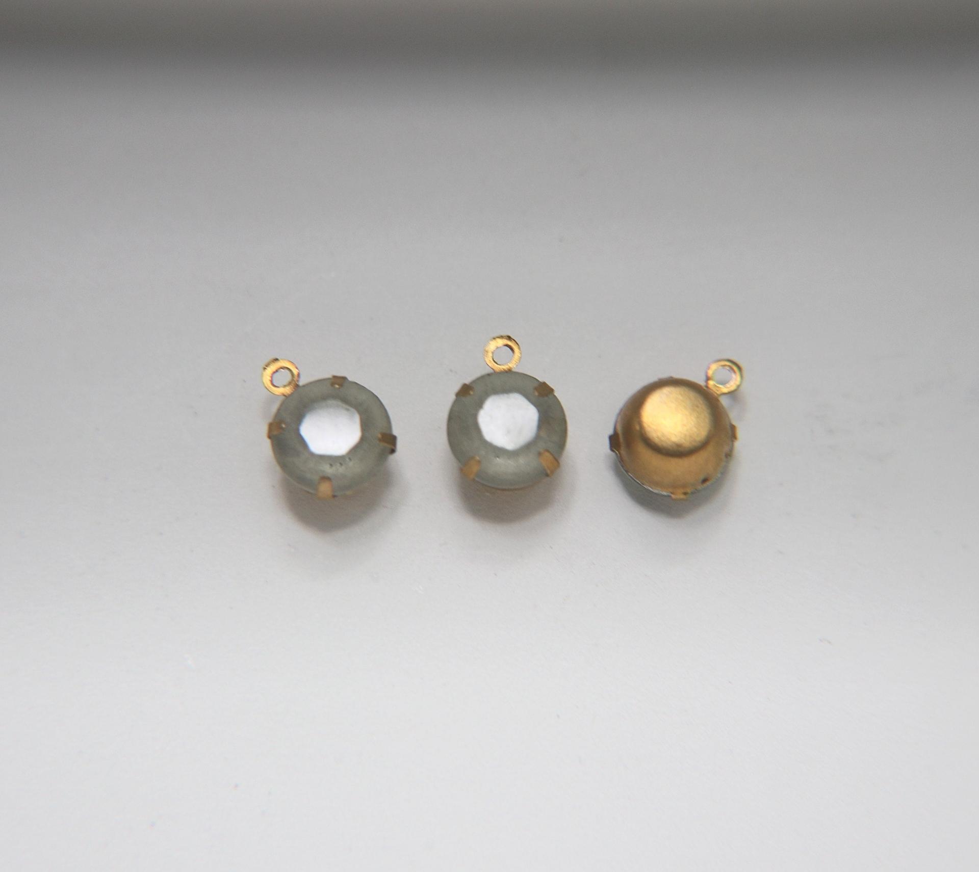 Swarovski 11mm Round setting drop dangle (one/two loop) in Vintage Crystal Frosted 6/12/24/100 Pieces jewelry supplies Brass/Vintage Black