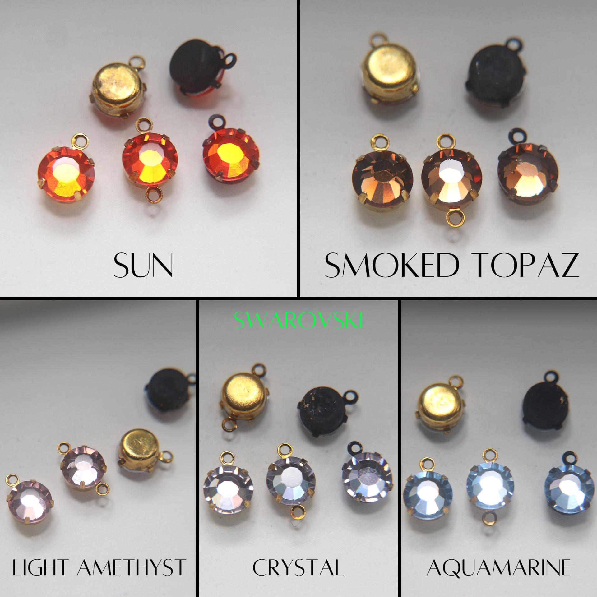 Swarovski 11 mm Round setting drop dangle Vintage Chaton Roses (one/two loop) 6/12/24/100/300 Pieces jewelry supplies in Brass/Vintage Black