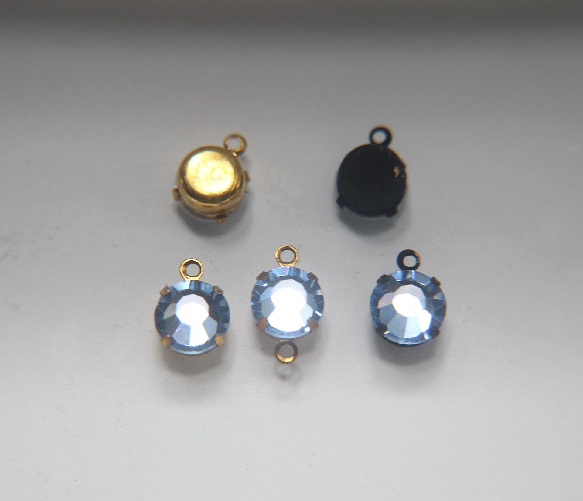 Swarovski 11 mm Round setting drop dangle Vintage Chaton Roses (one/two loop) 6/12/24/100/300 Pieces jewelry supplies in Brass/Vintage Black