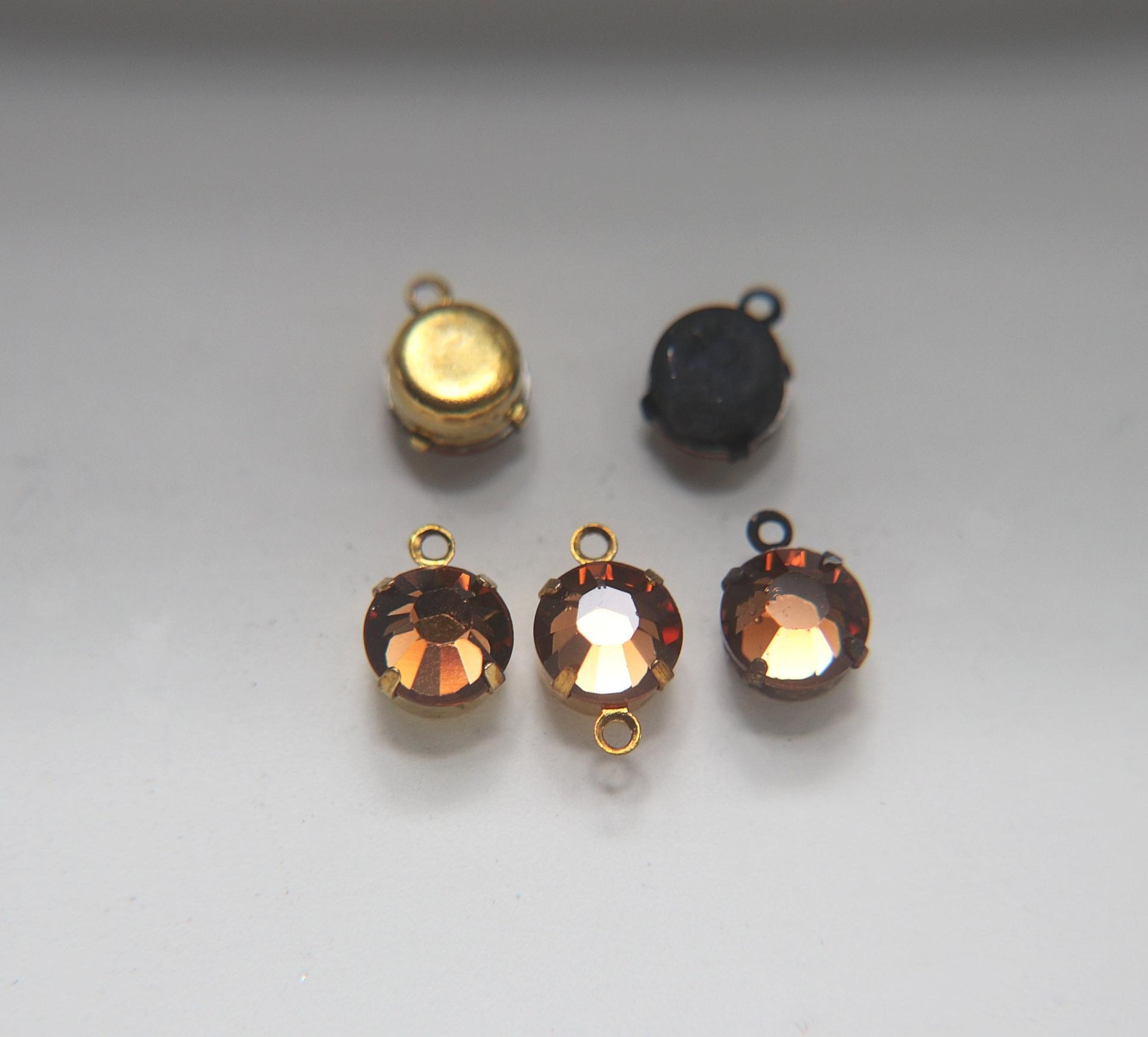 Swarovski 11 mm Round setting drop dangle Vintage Chaton Roses (one/two loop) 6/12/24/100/300 Pieces jewelry supplies in Brass/Vintage Black