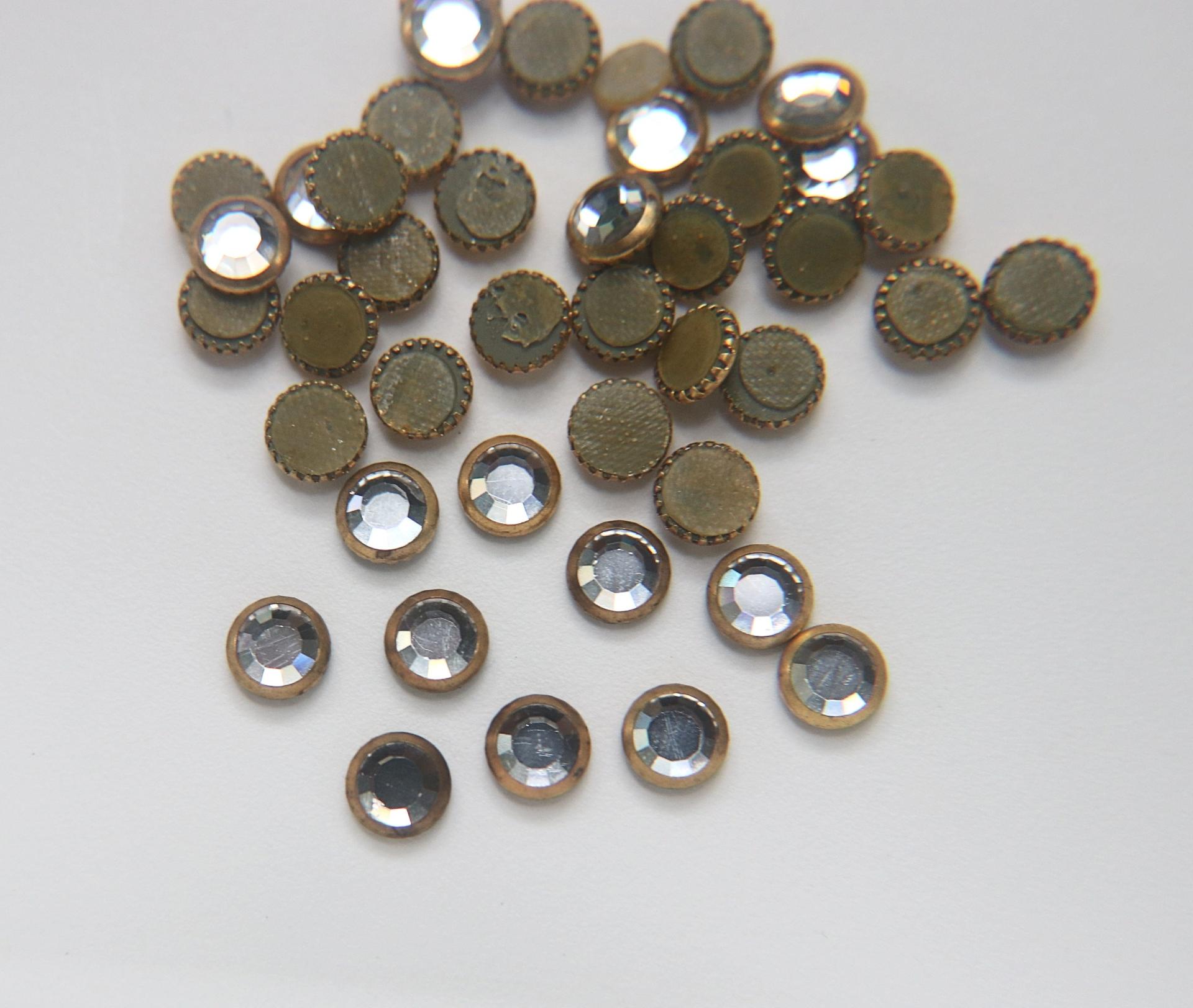 34SS Vintage Swarovski Hotfix Silver/Gold Ringed Rose 2039 Swarovski Roses (7.2 mm) Made in Austria 36/72/288/720  Pieces