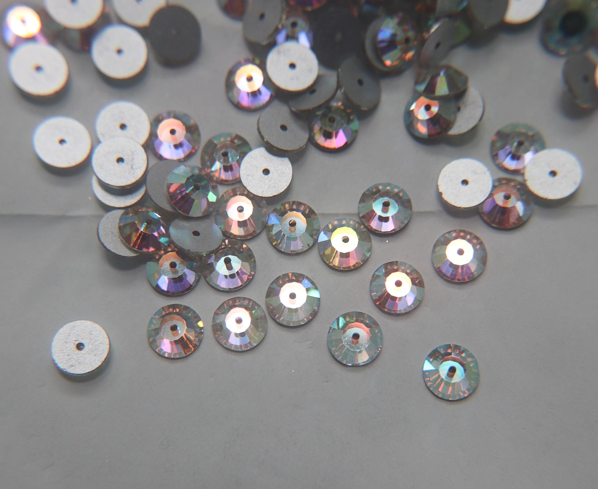 9mm Preciosa Crystal Flat Back Sew-On Stone - Loch Rose 12 Facet Sew-on STONES 6/24/72/144 Pieces, embroidery materials, wedding decoration