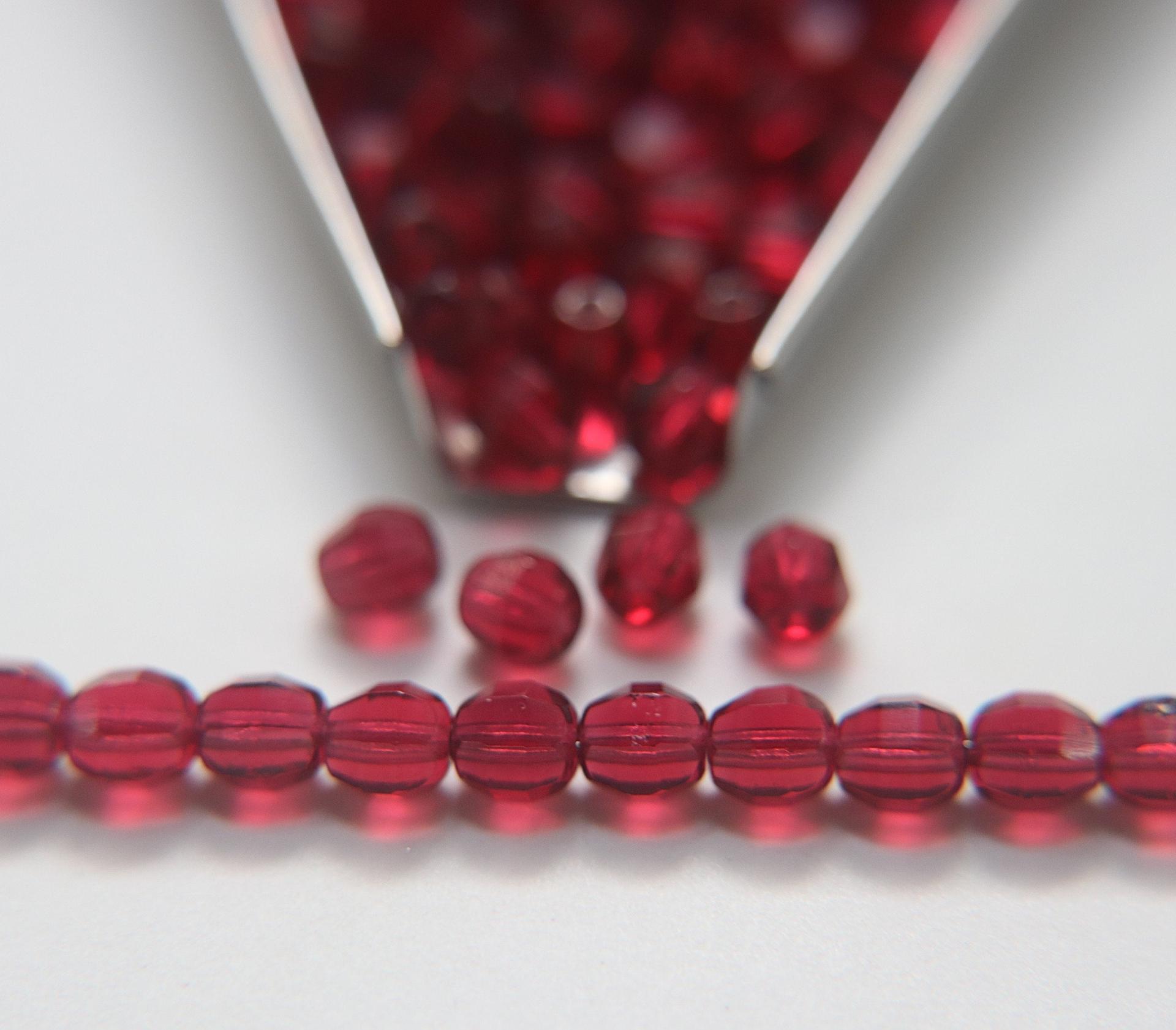 Czech Glass Beads, 6mm Ruby Firepolish, Faceted Round 12/36/72/144/288 Pieces Jewelry making beads Made in Czech Republic PREMIUM MATERIALS