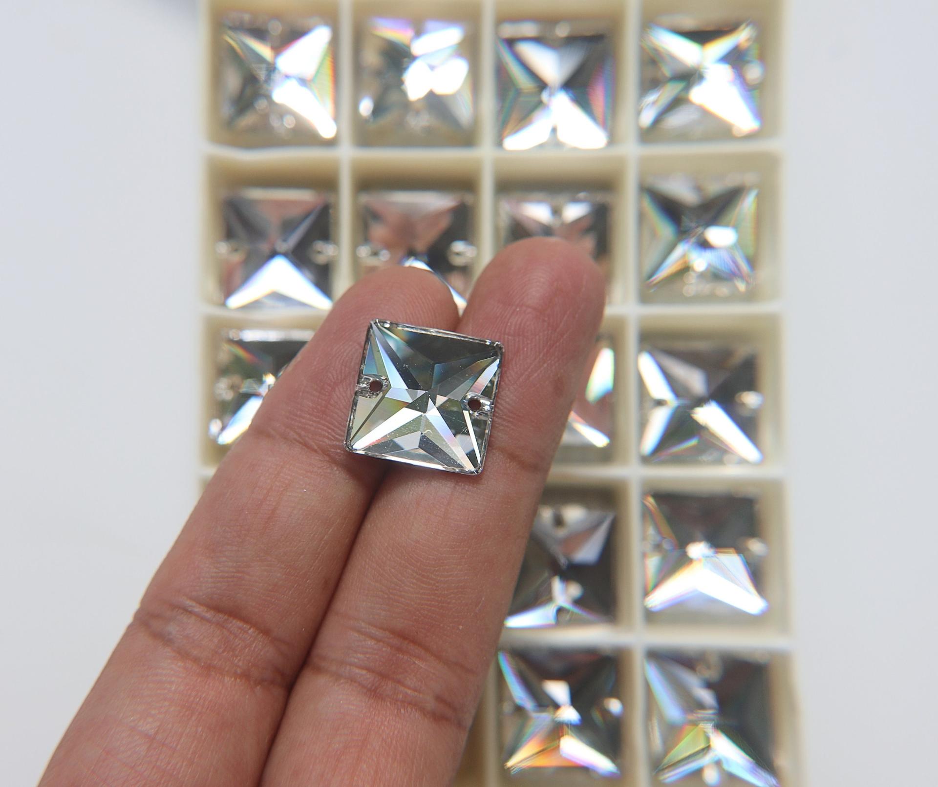 Swarovski 16mm Sew On Crystals Square (3240), embroidery, jewelry parts 2/6/12/24 pieces bridal decorations, embroidery materials