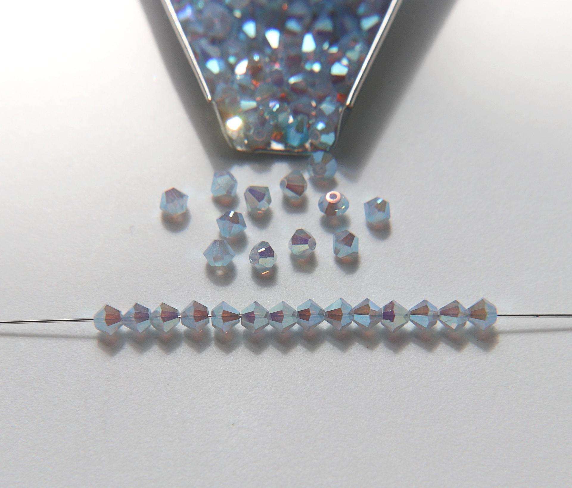 4mm Preciosa Light Sapphire Opal 2X Aurore Boreale Bicones Beads 36/72/144/432/720 Pieces PREMIUM MATERIALS,embroidery materials